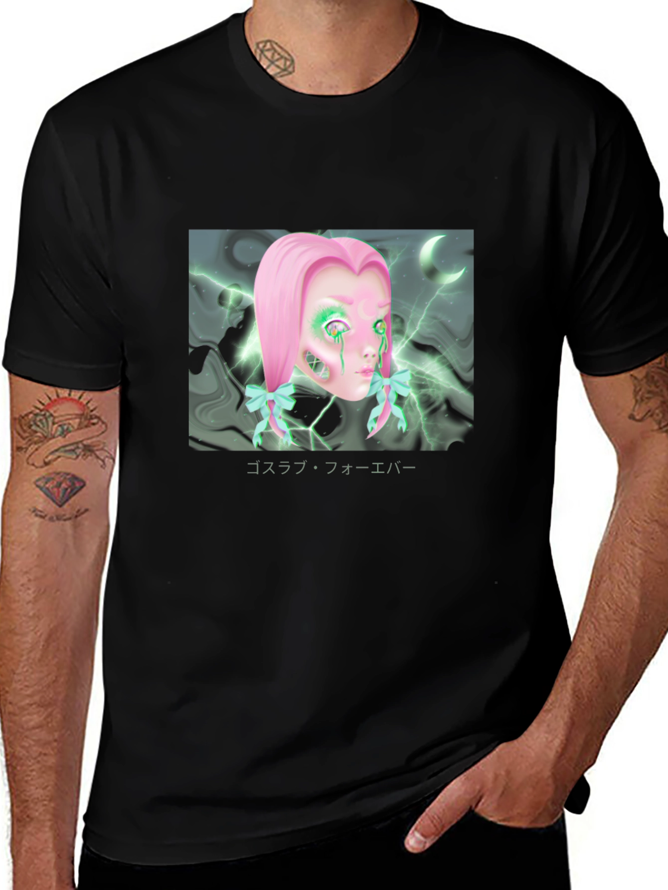 Goth Aesthetic T-Shirt with Doll Graphic