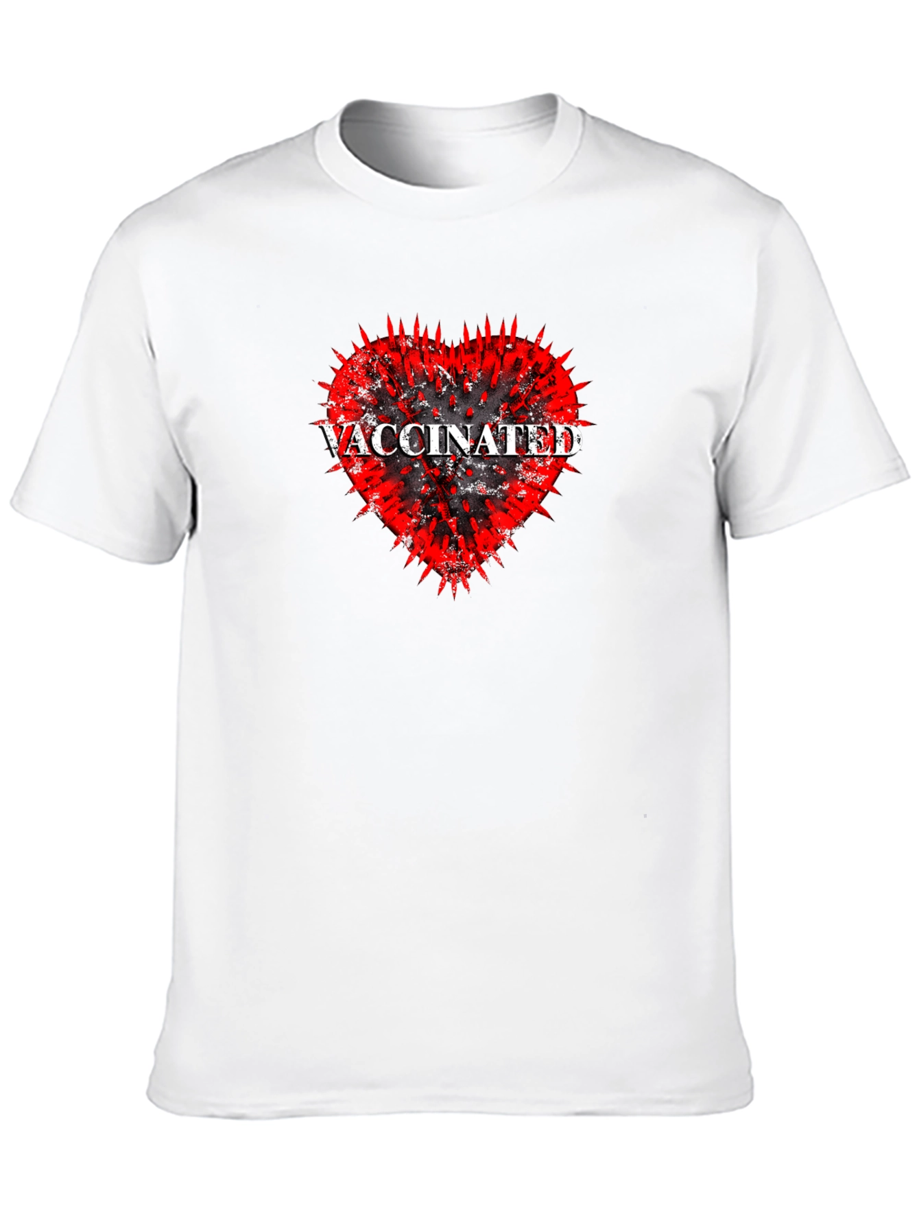 Vaccinated Heart Graphic Tee - Black Cotton T-Shirt
