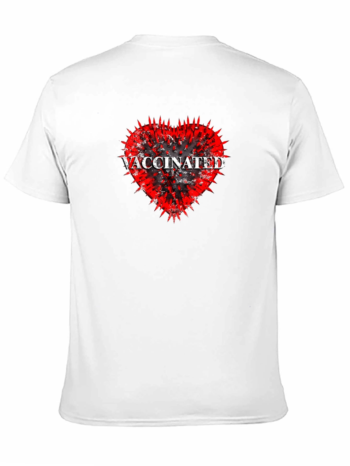 Vaccinated Heart Graphic Tee - Black Cotton T-Shirt