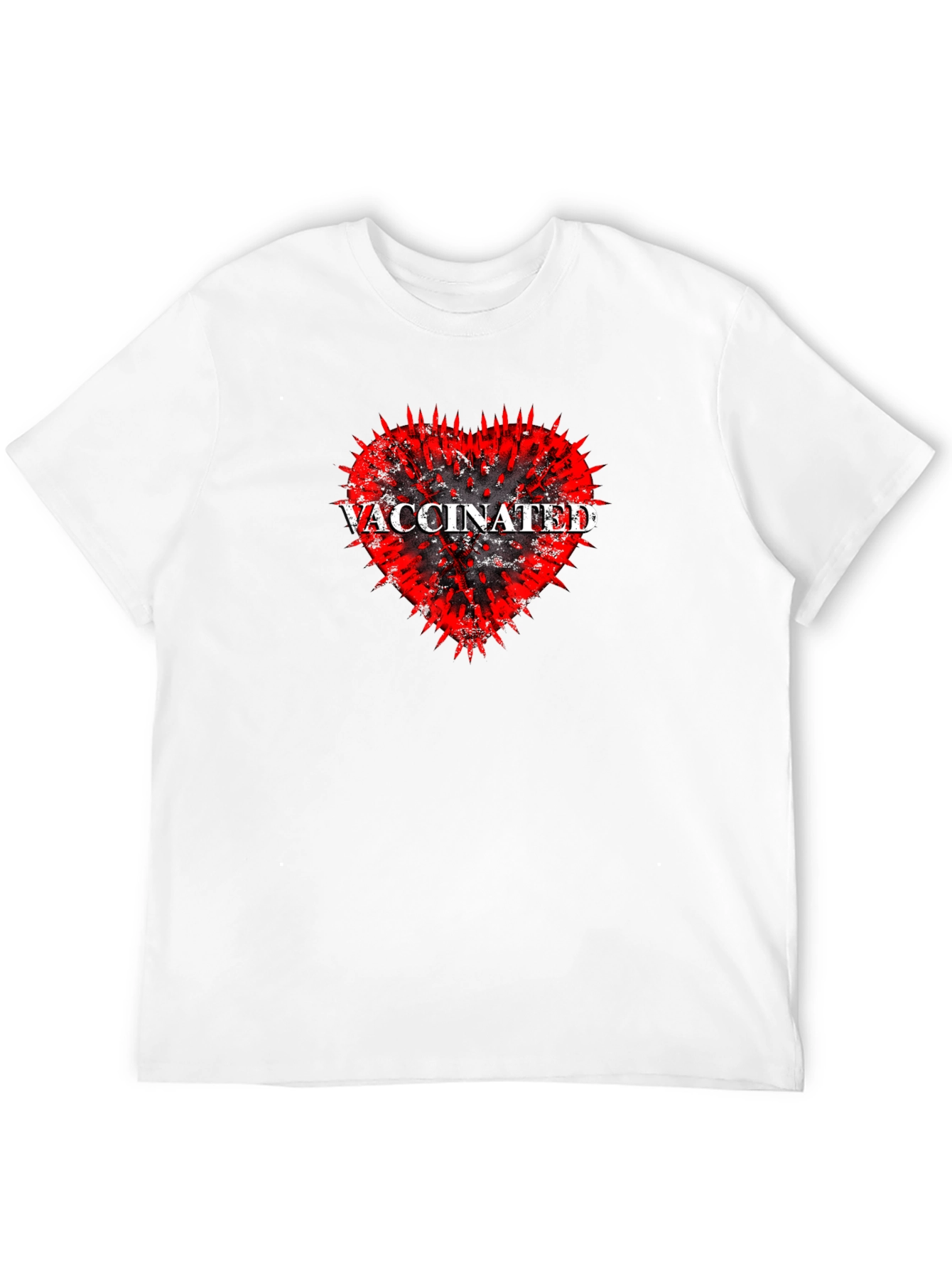 Vaccinated Heart Graphic Tee - Black Cotton T-Shirt