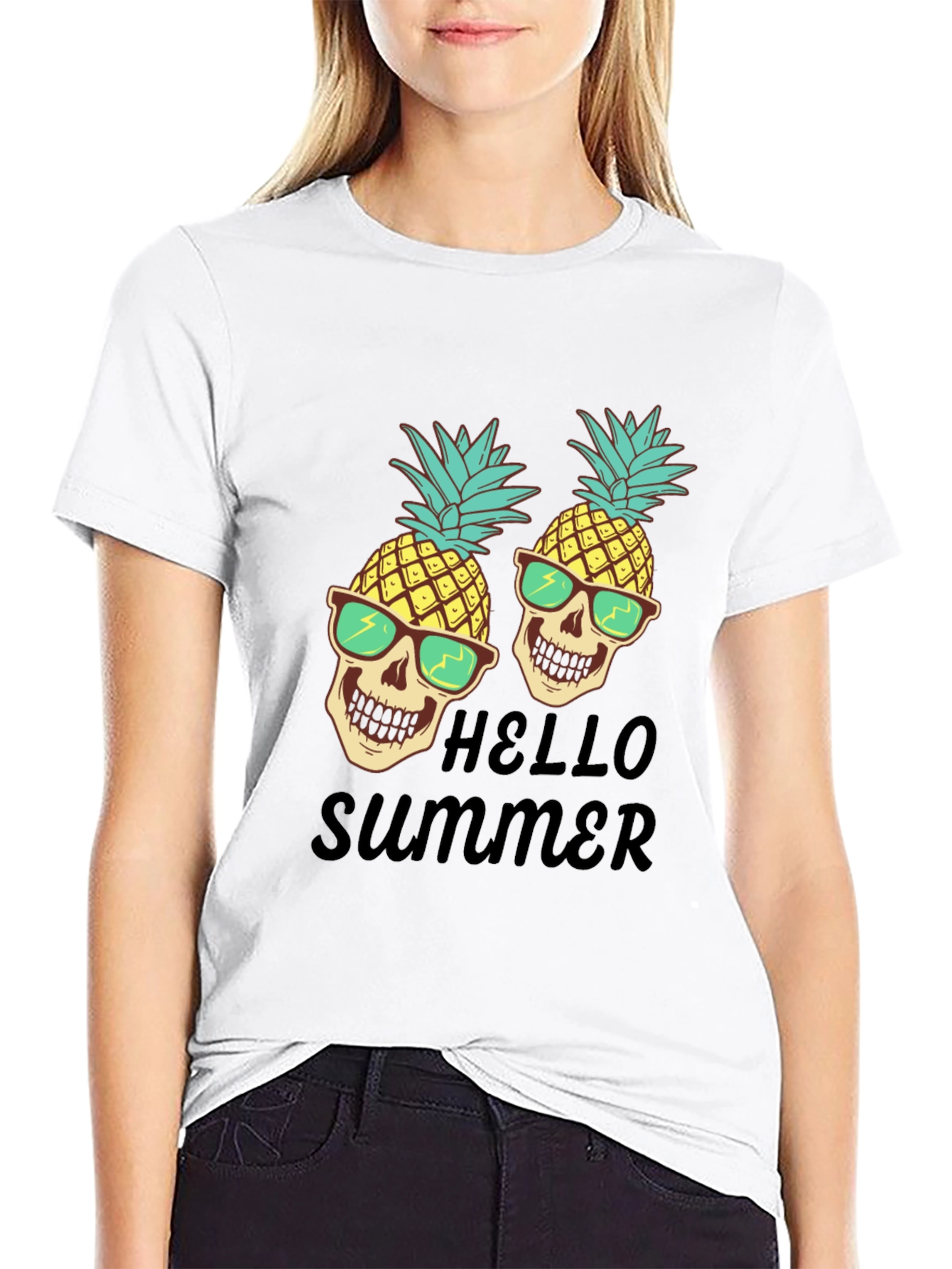 Skull Pineapple Hello Summer T-Shirt