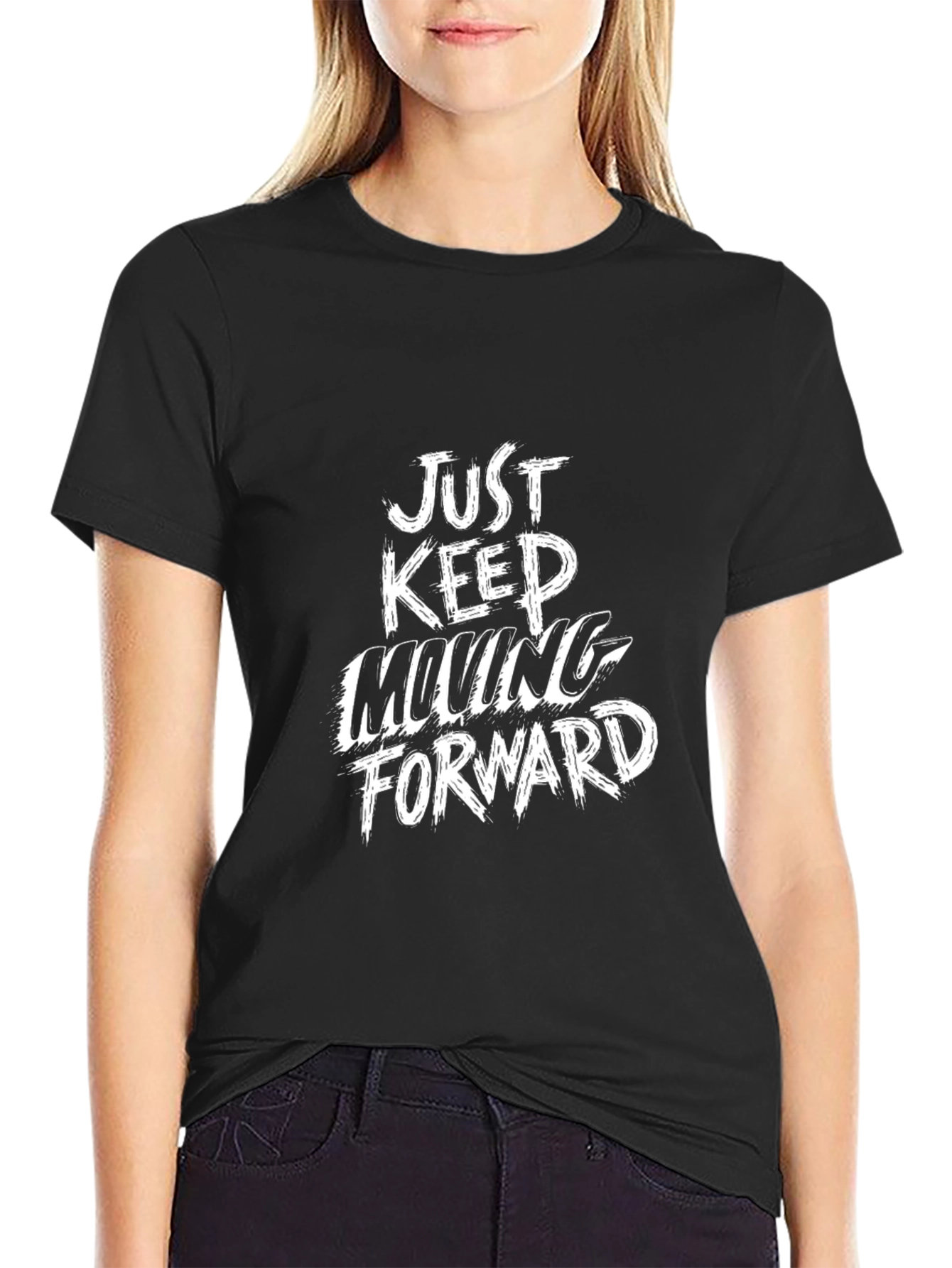 Inspirational Graphic Print Tee - Keep Moving Forward