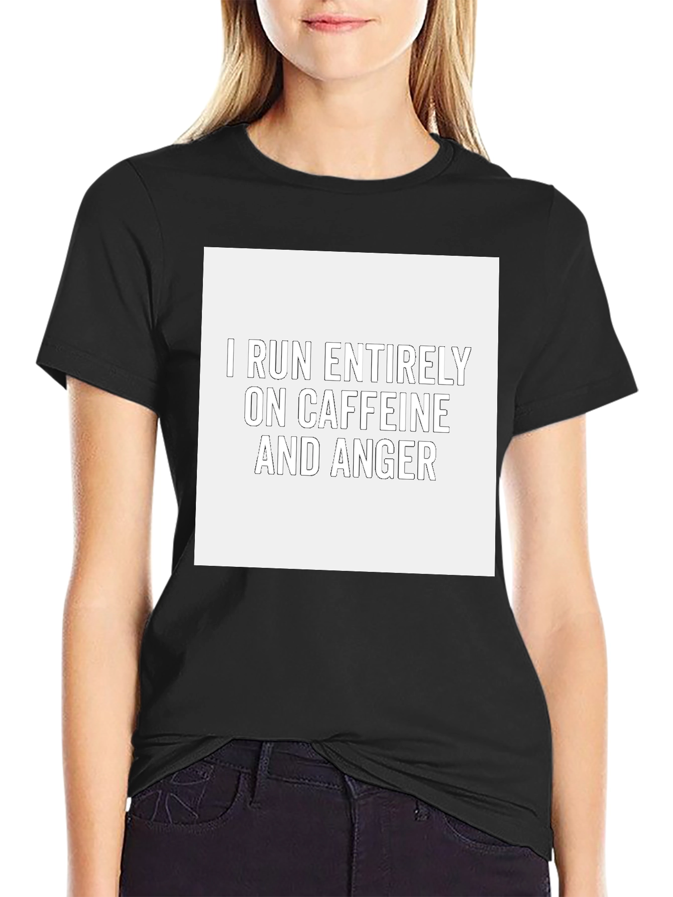 Caffeine and Anger T-Shirt - Black Crew Neck Tee