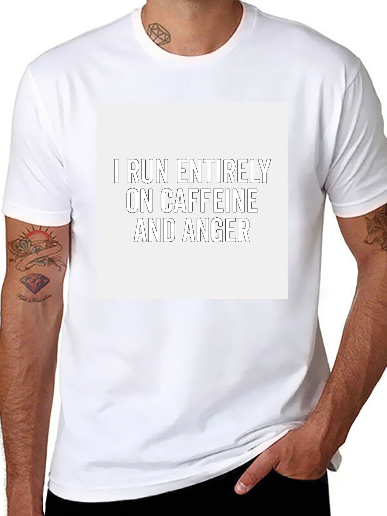Caffeine and Anger T-Shirt - Black Crew Neck Tee