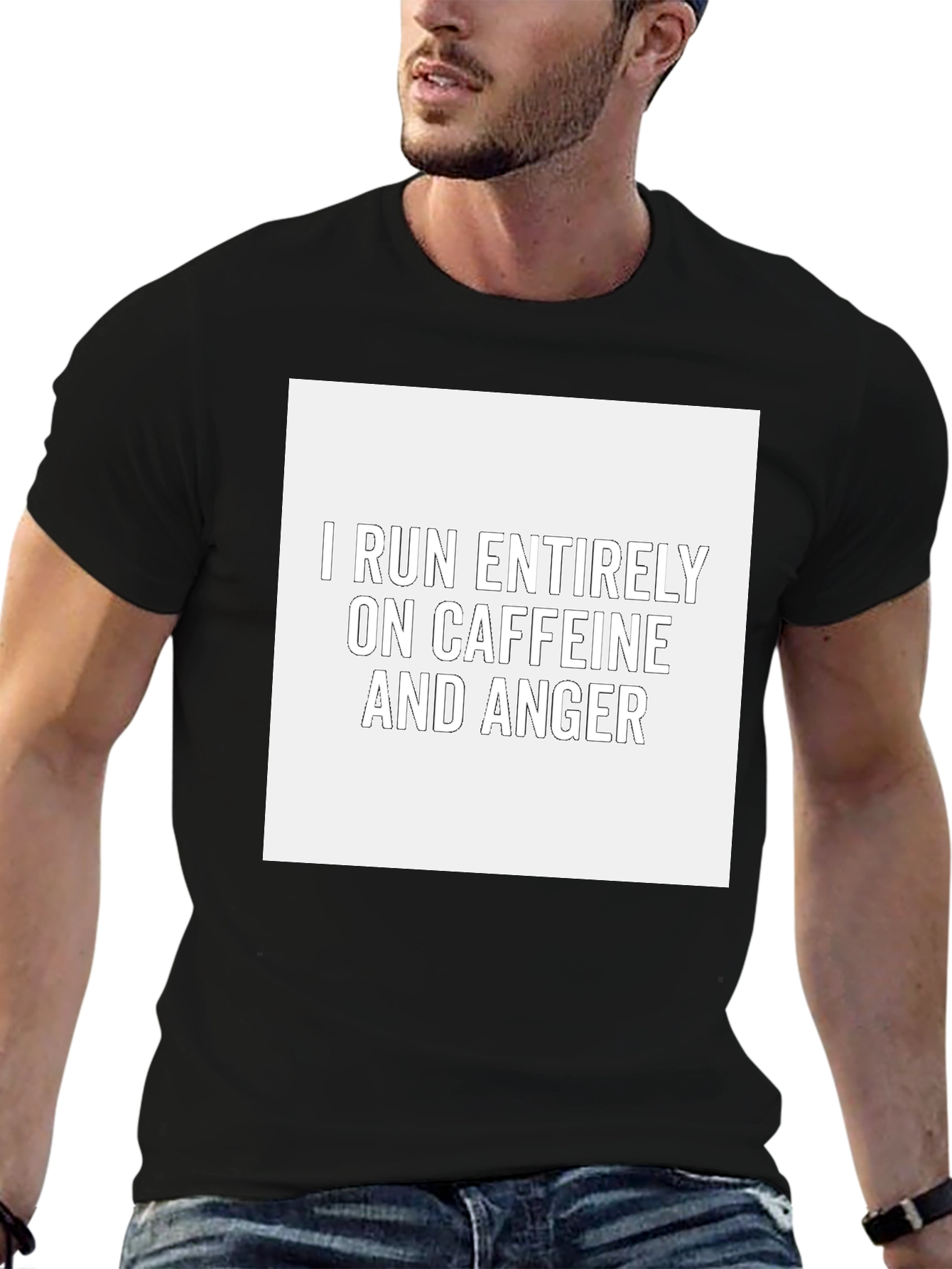 Caffeine and Anger T-Shirt - Black Crew Neck Tee