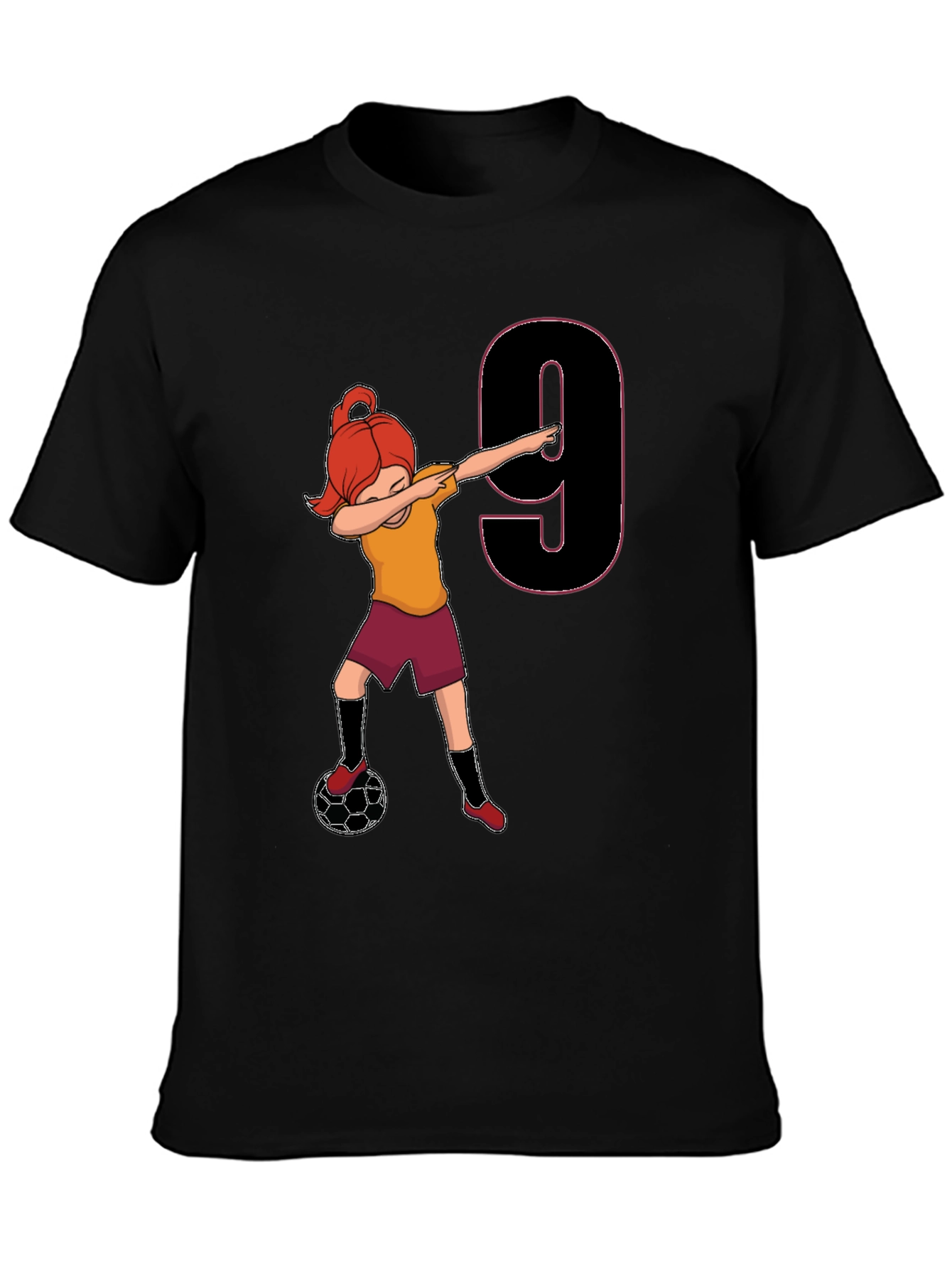 Girls Soccer Birthday Shirt - Number 9