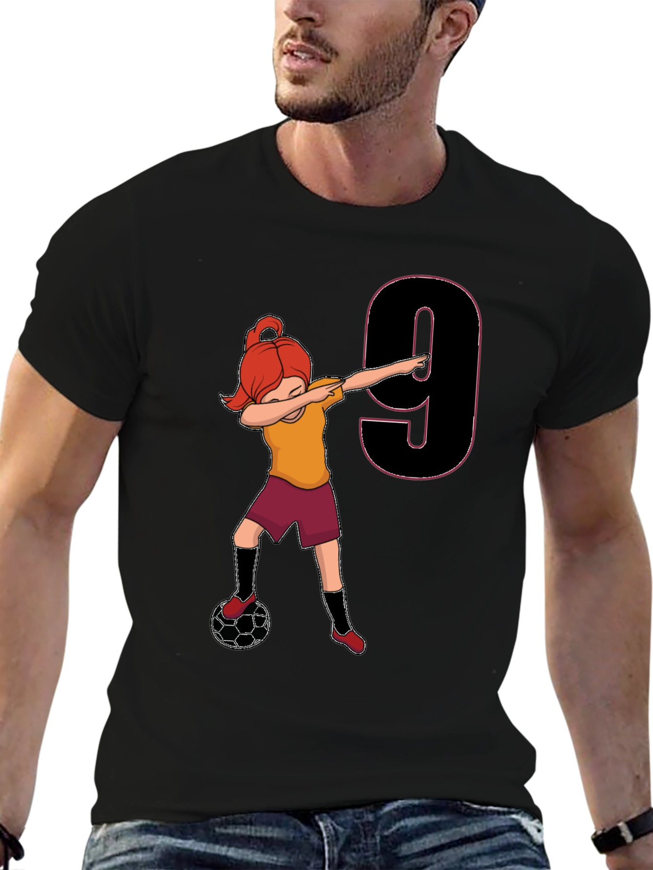 Girls Soccer Birthday Shirt - Number 9