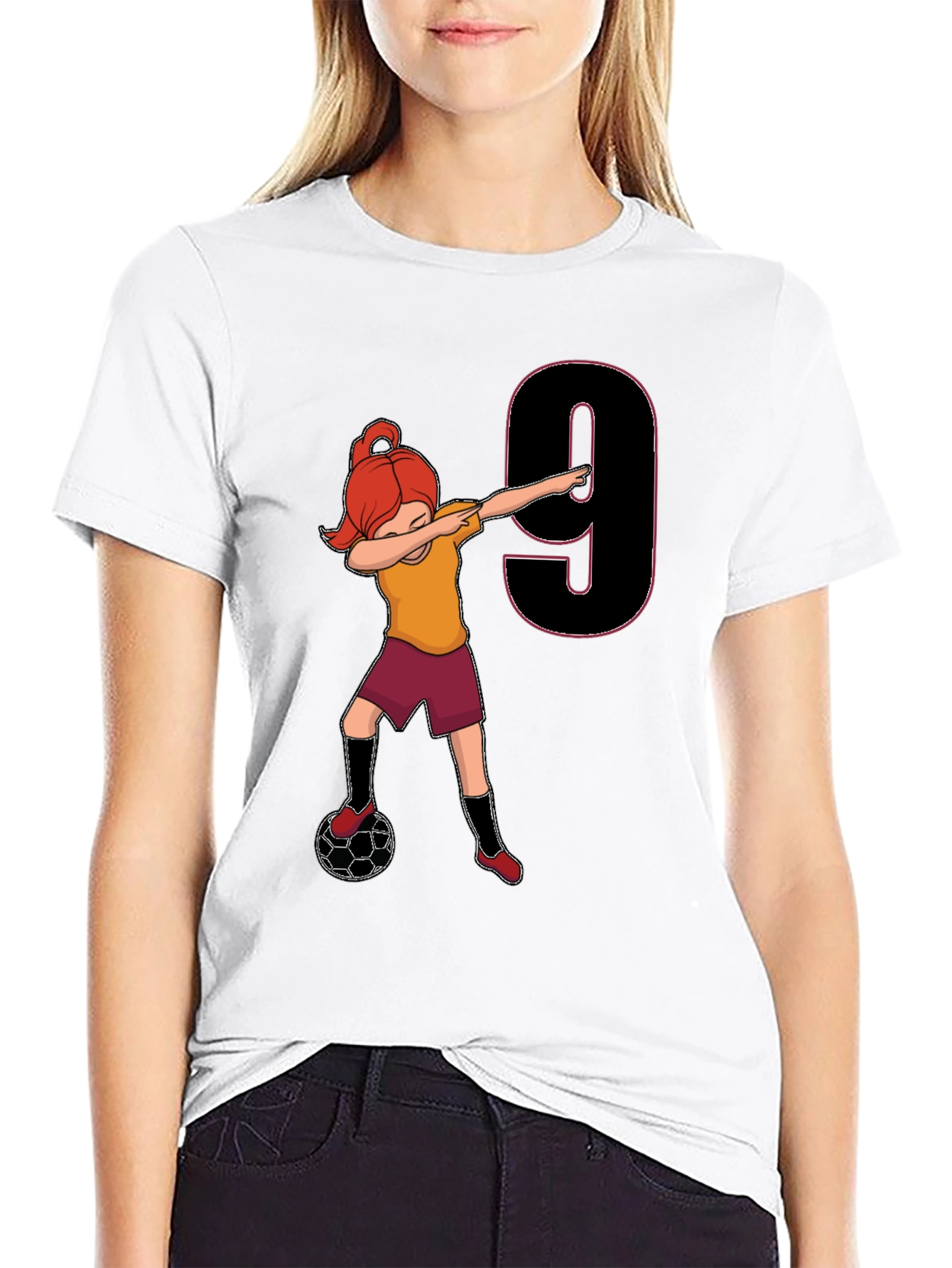 Girls Soccer Birthday Shirt - Number 9