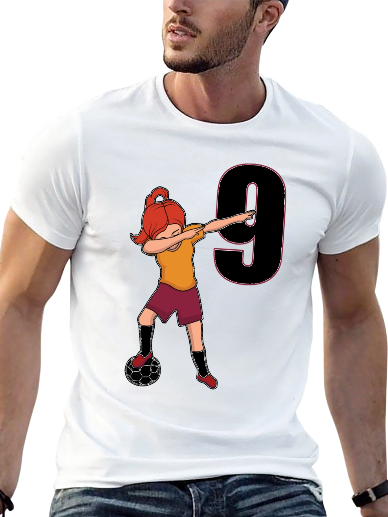 Girls Soccer Birthday Shirt - Number 9