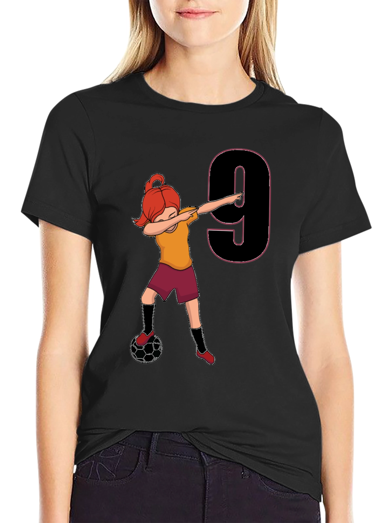 Girls Soccer Birthday Shirt - Number 9