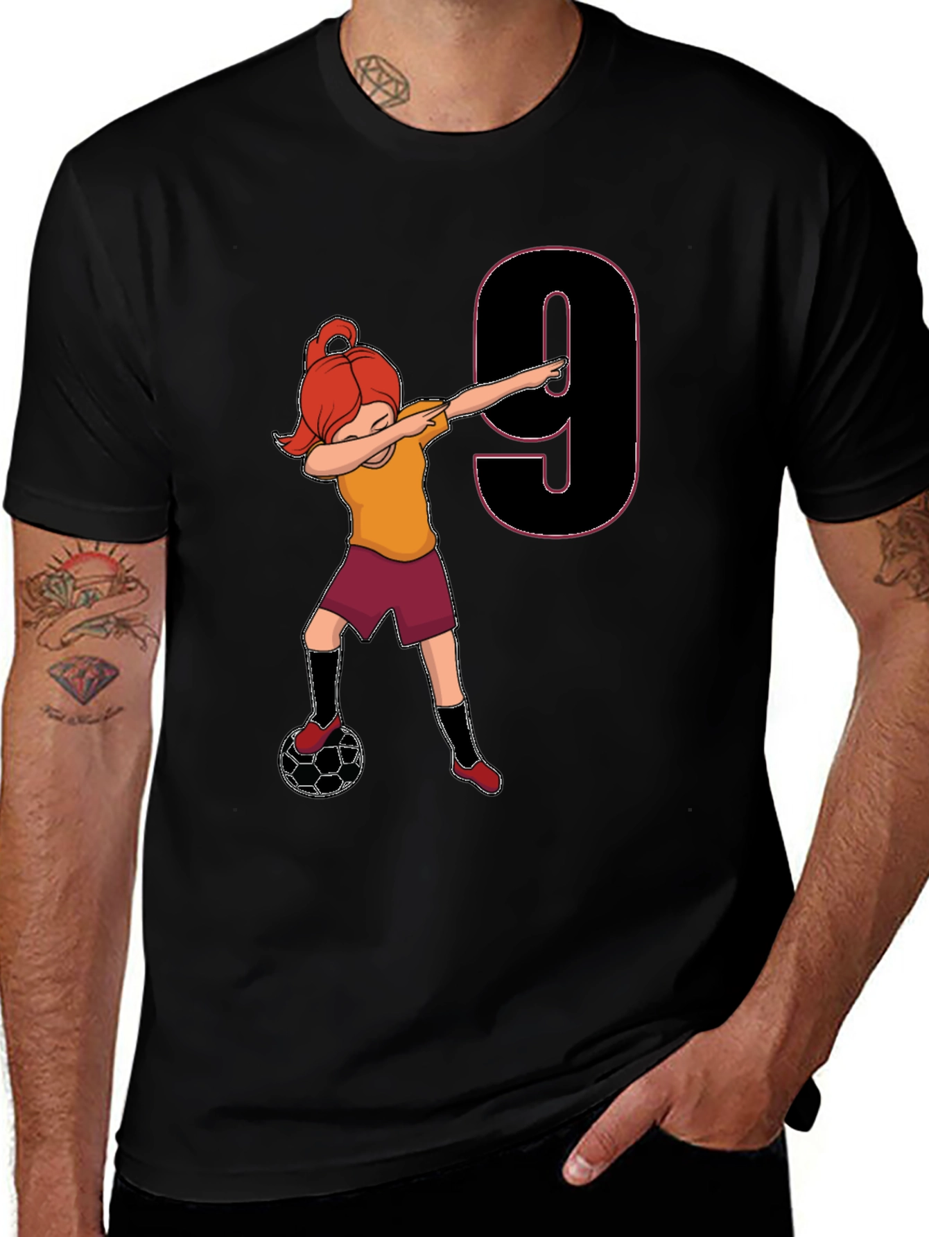 Girls Soccer Birthday Shirt - Number 9