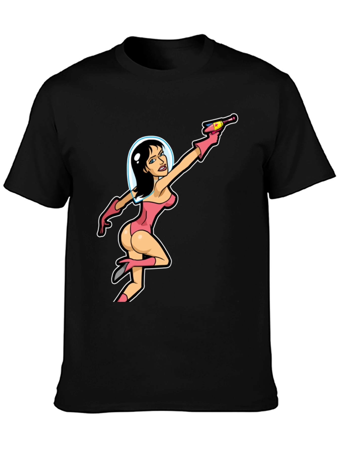 Retro Space Girl Graphic Tee - Black