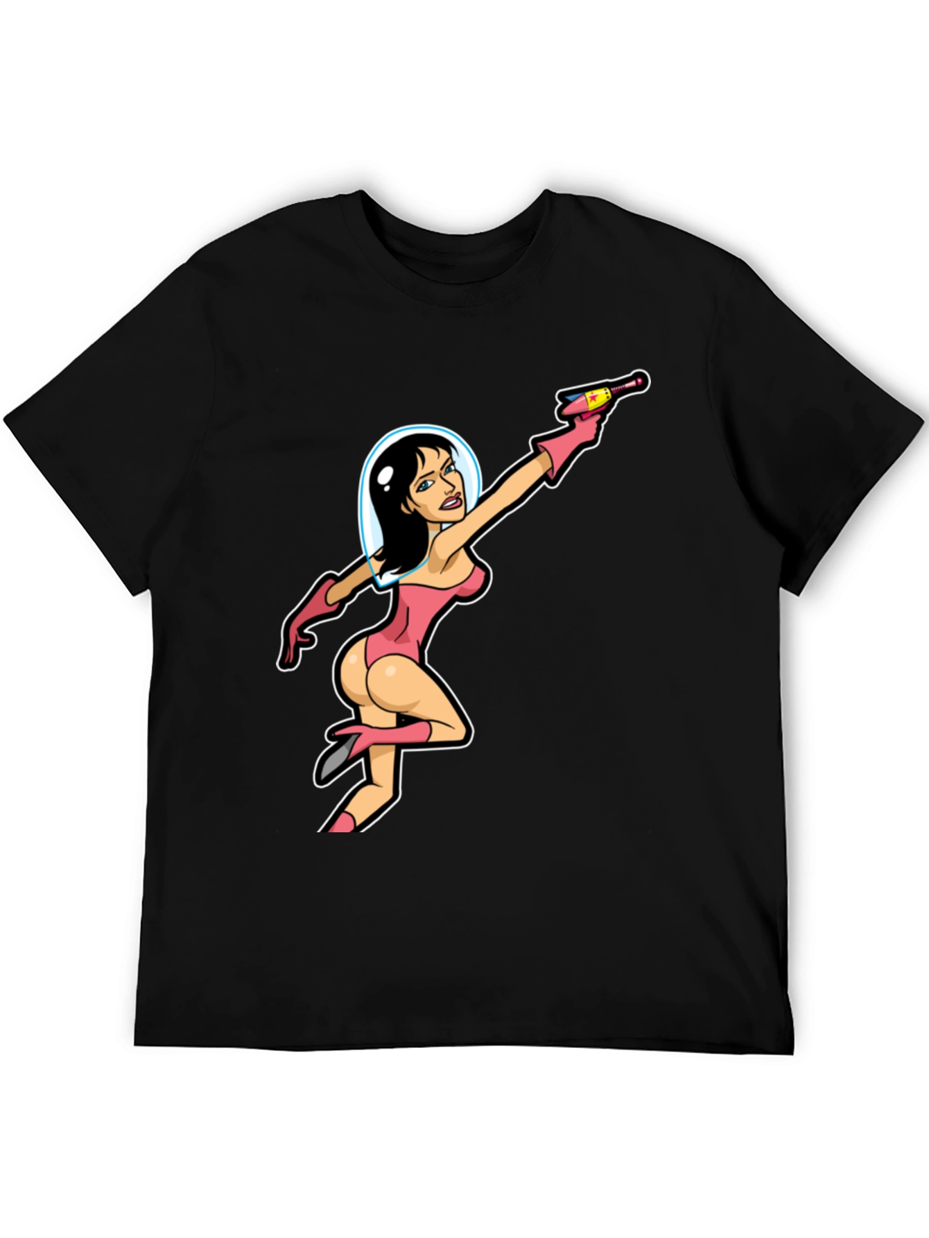 Retro Space Girl Graphic Tee - Black