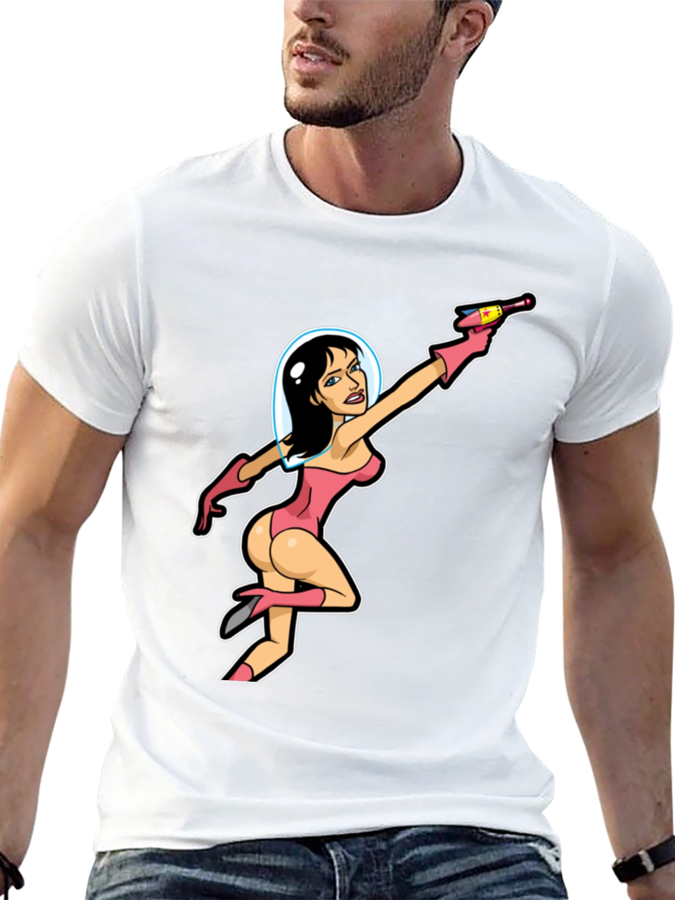 Retro Space Girl Graphic Tee - Black