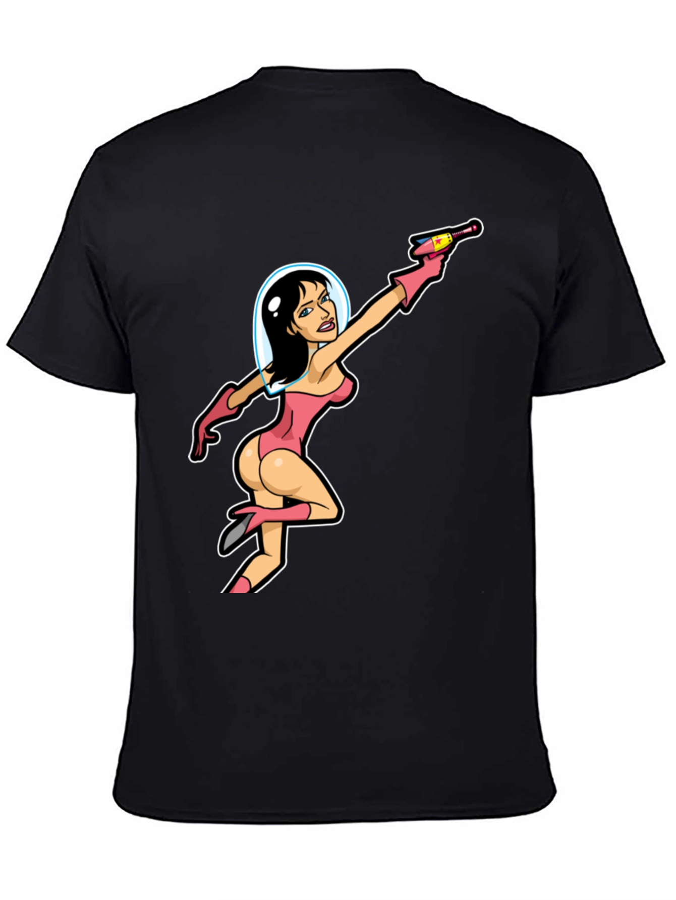 Retro Space Girl Graphic Tee - Black