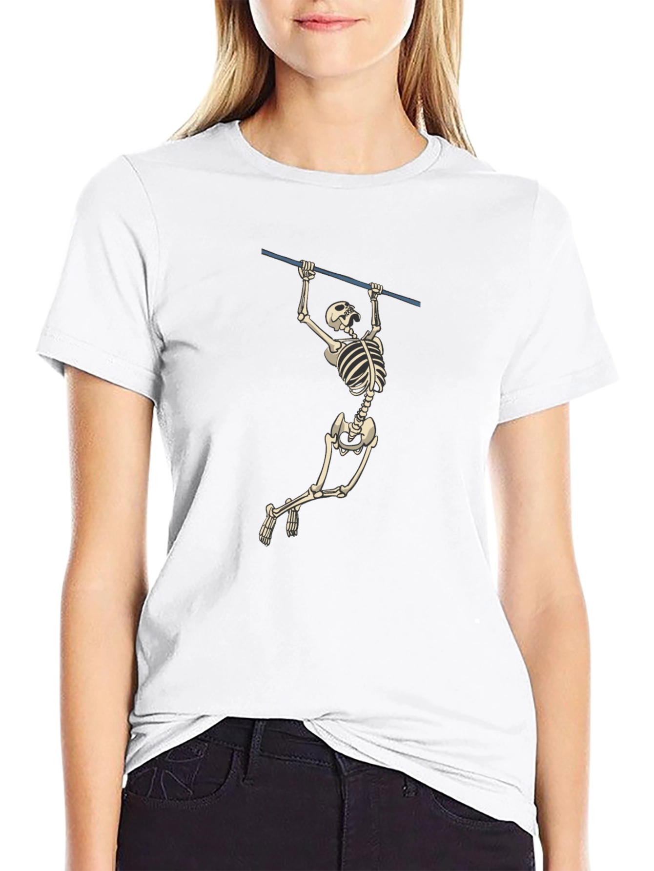 Skeleton Pull-Up Graphic Tee - Black