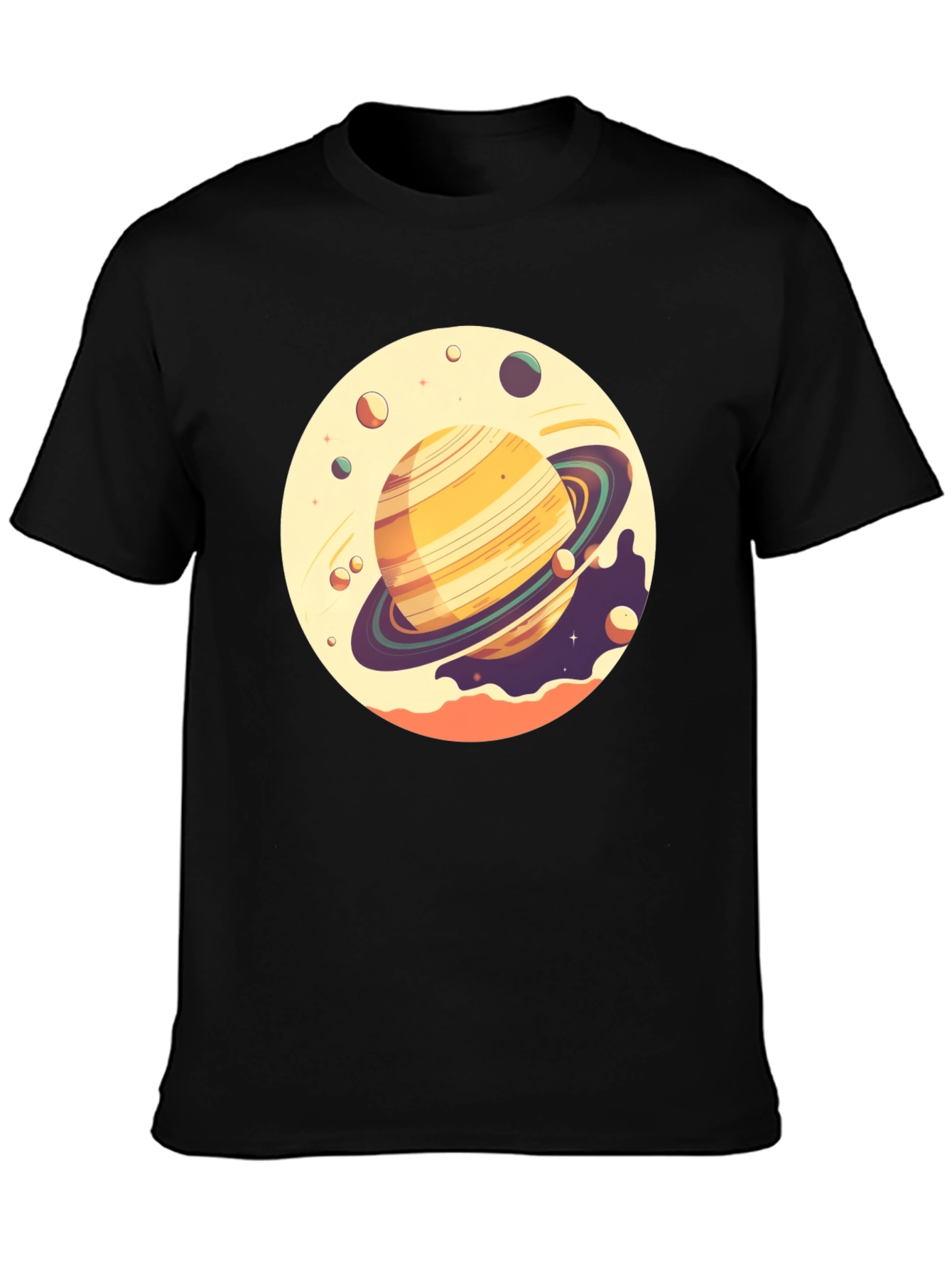 Saturn Graphic Tee - Black Cotton T-Shirt