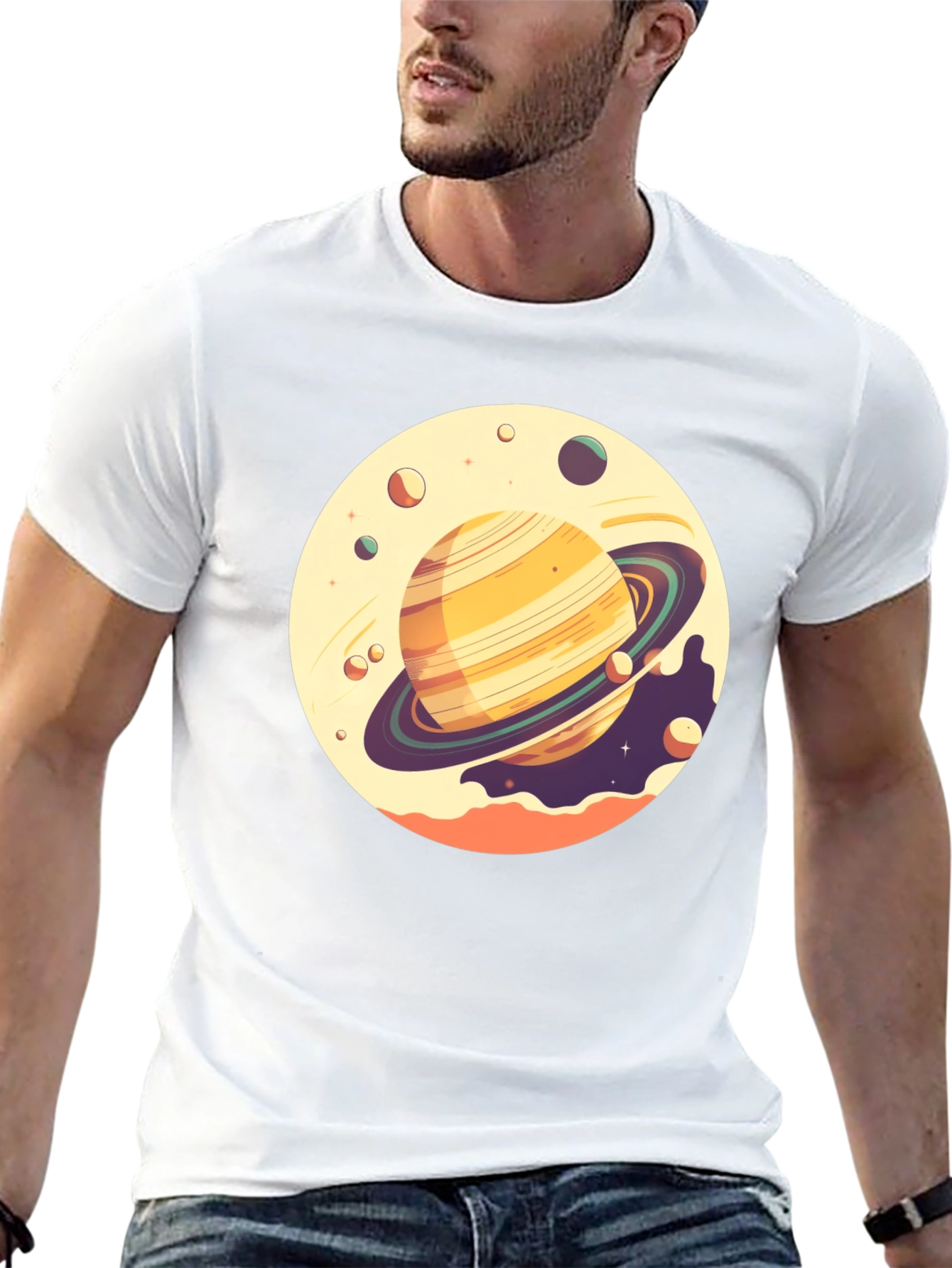 Saturn Graphic Tee - Black Cotton T-Shirt