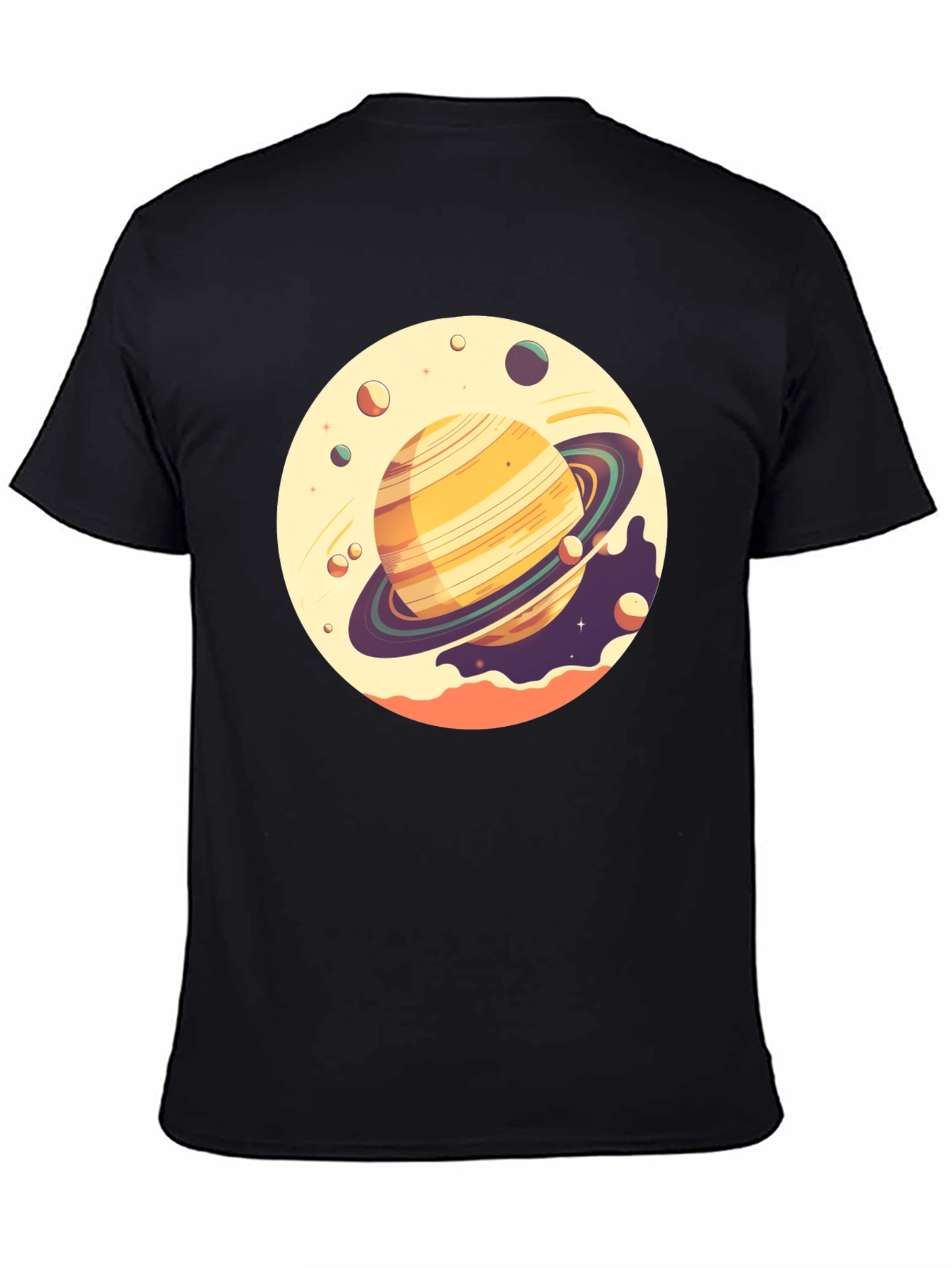 Saturn Graphic Tee - Black Cotton T-Shirt