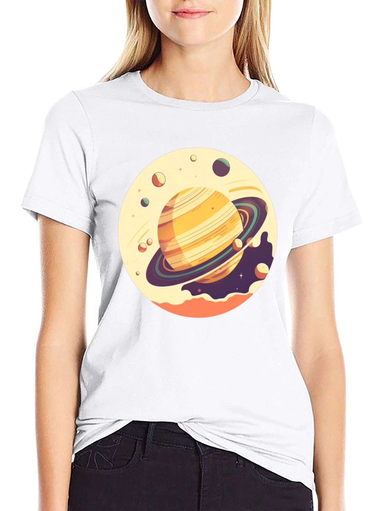 Saturn Graphic Tee - Black Cotton T-Shirt