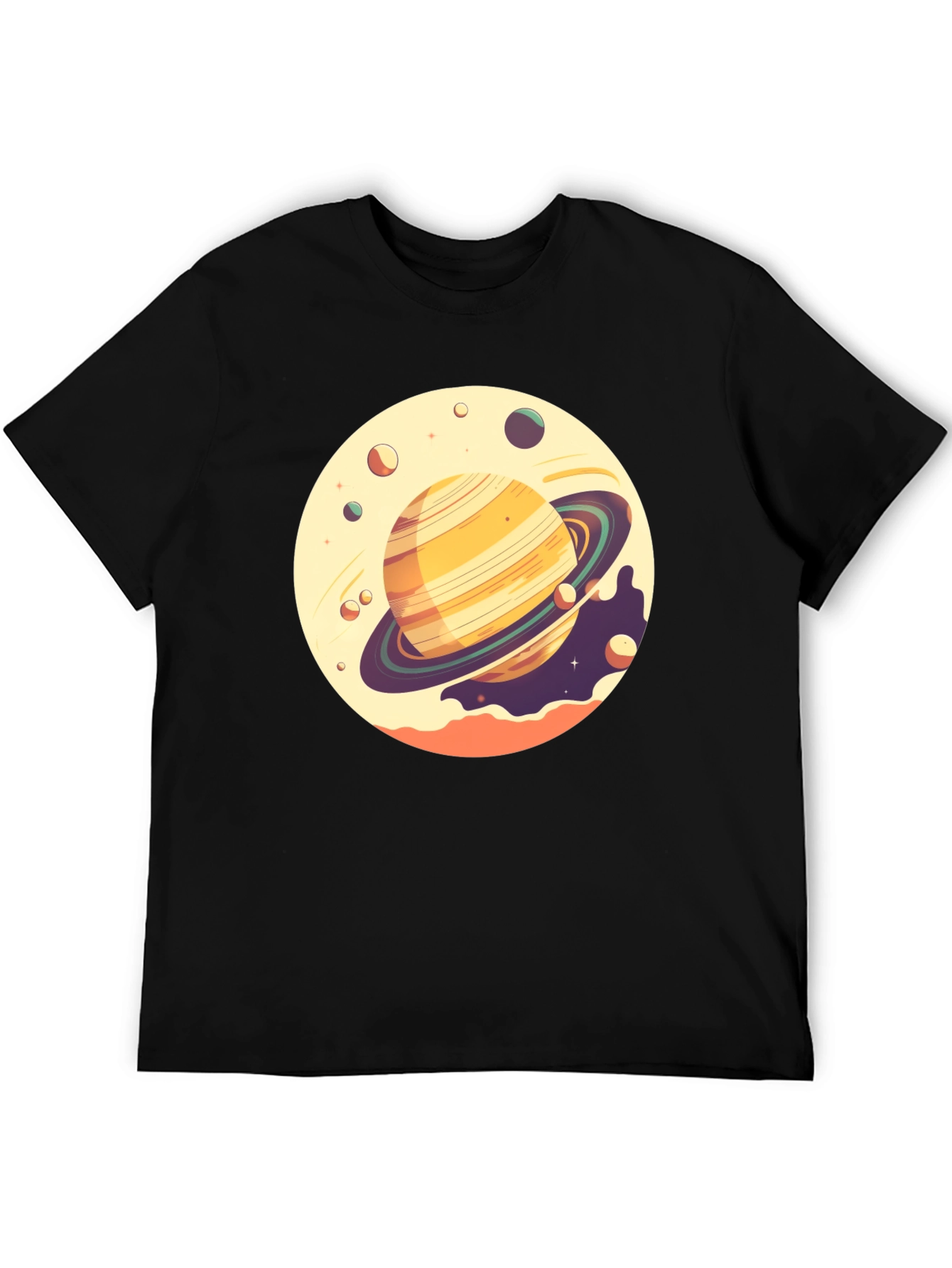 Saturn Graphic Tee - Black Cotton T-Shirt