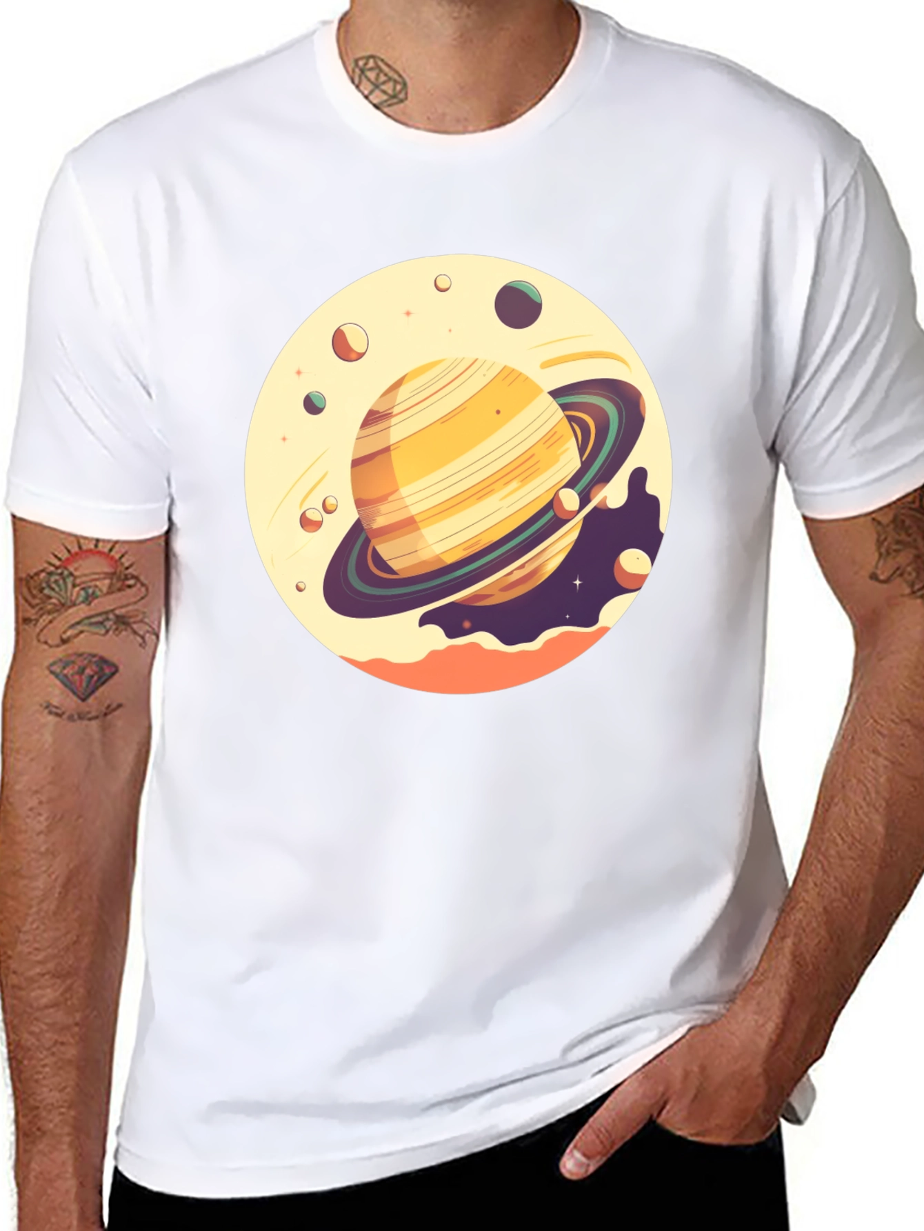 Saturn Graphic Tee - Black Cotton T-Shirt