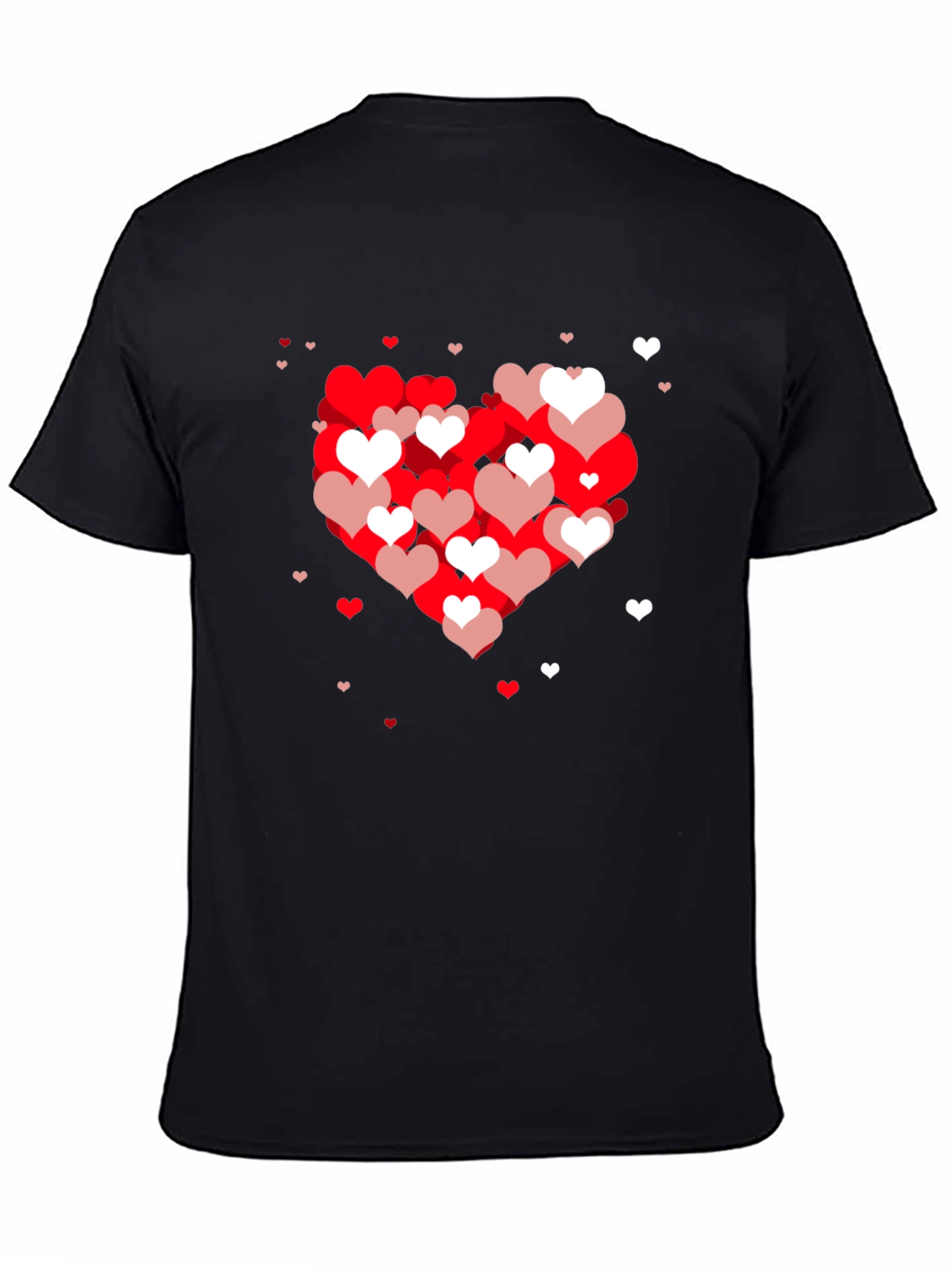 Heart Pattern Black T-Shirt