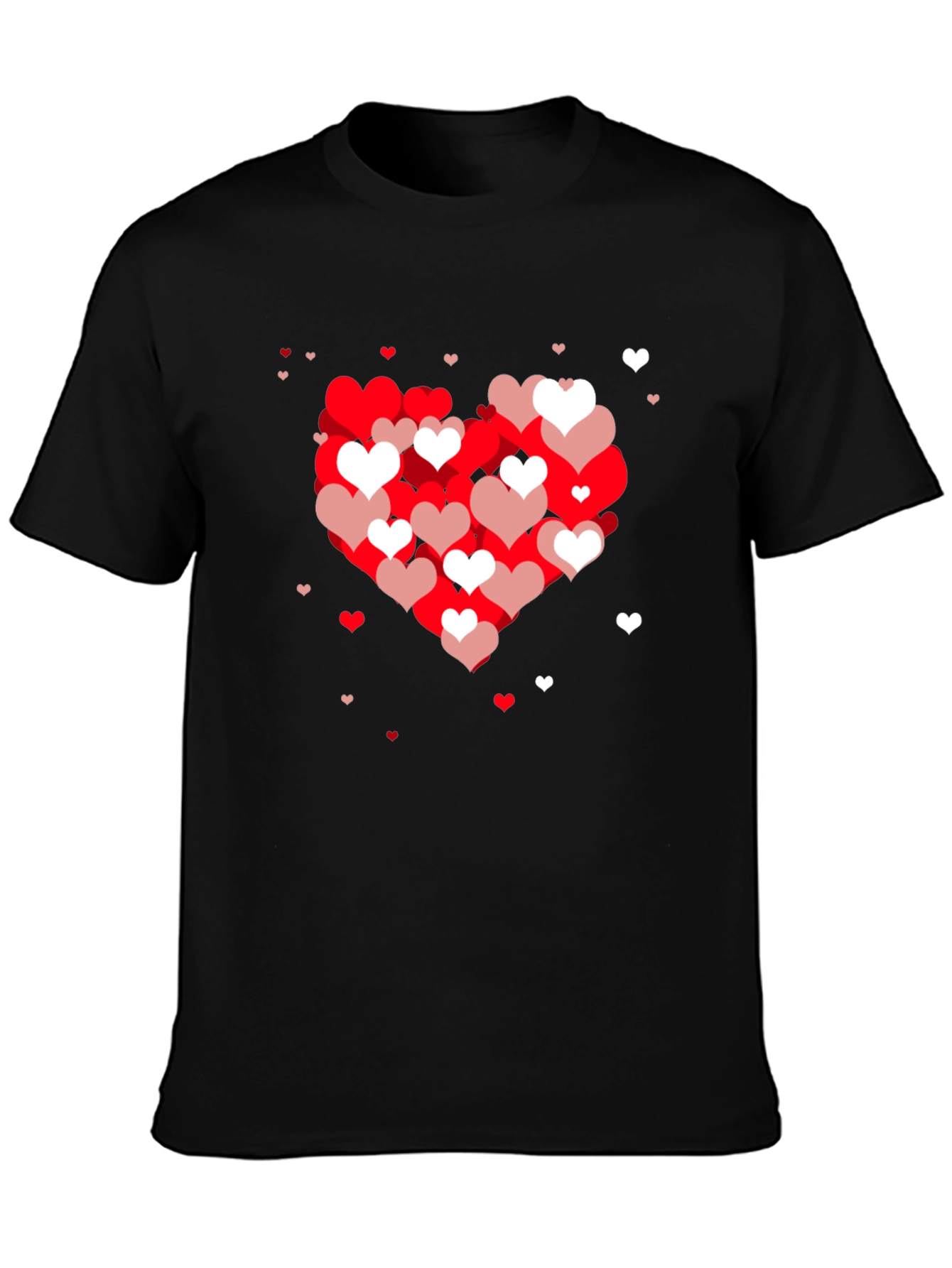 Heart Pattern Black T-Shirt