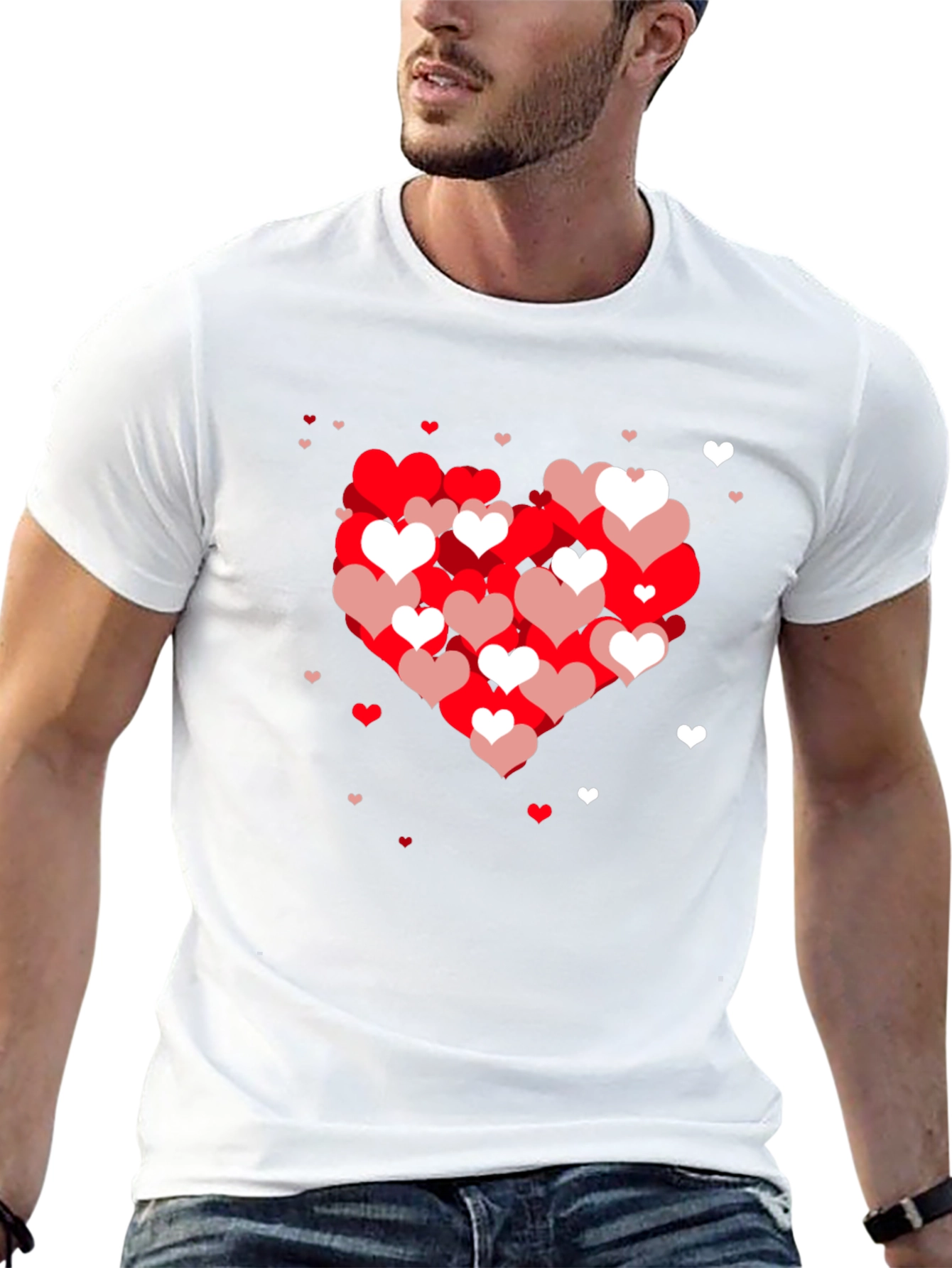 Heart Pattern Black T-Shirt