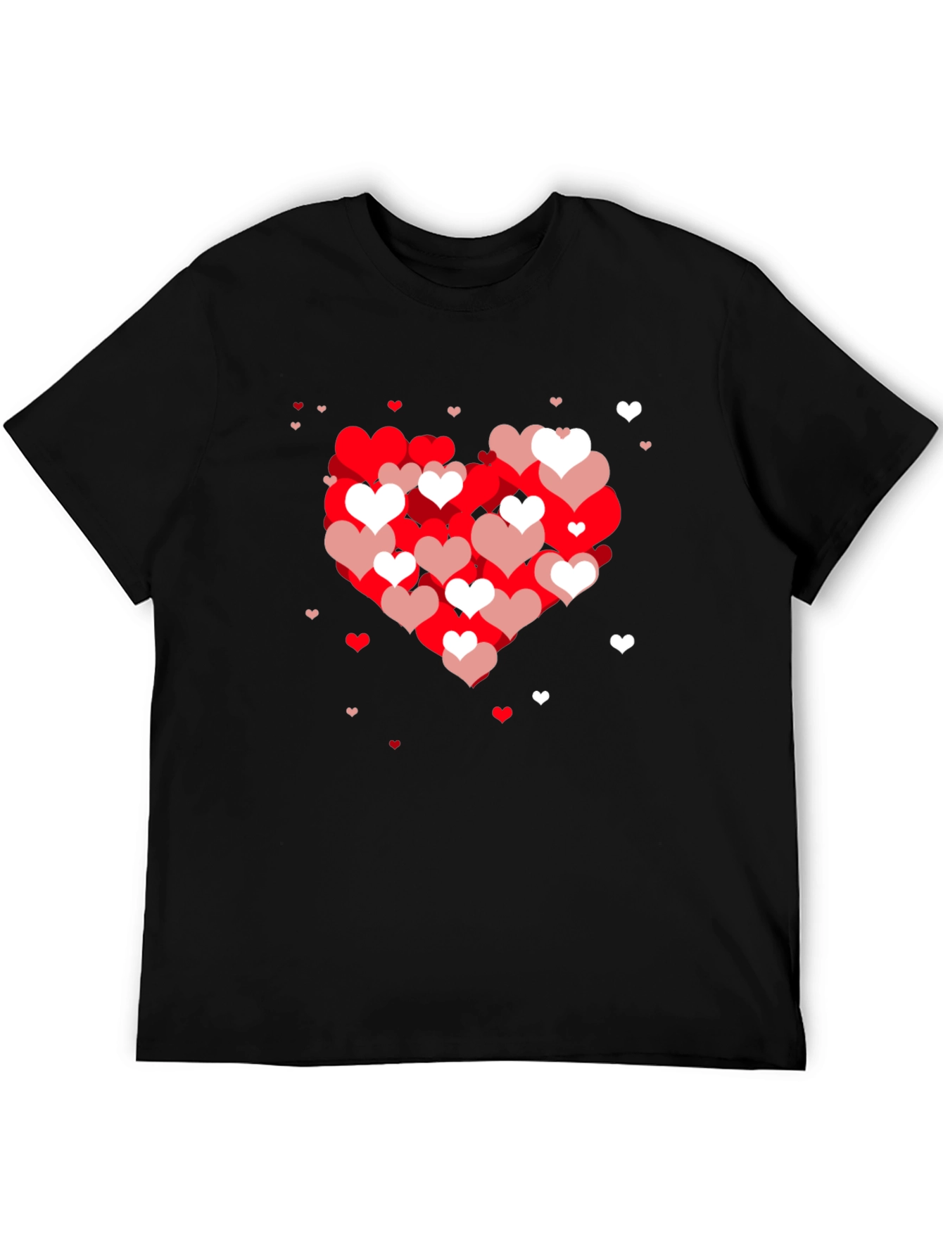 Heart Pattern Black T-Shirt