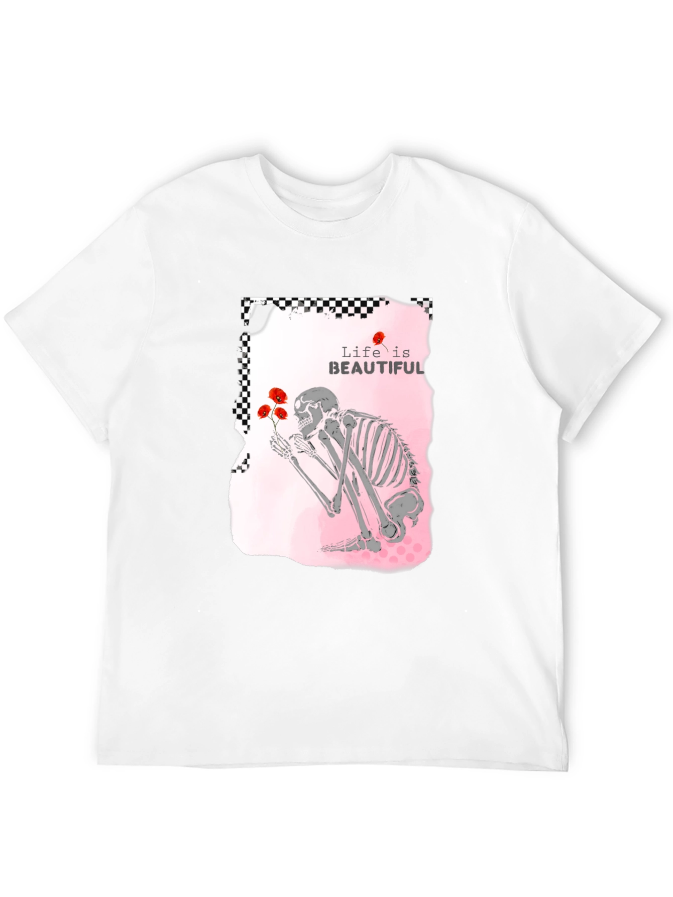Life is Beautiful Skeleton Graphic T-Shirt