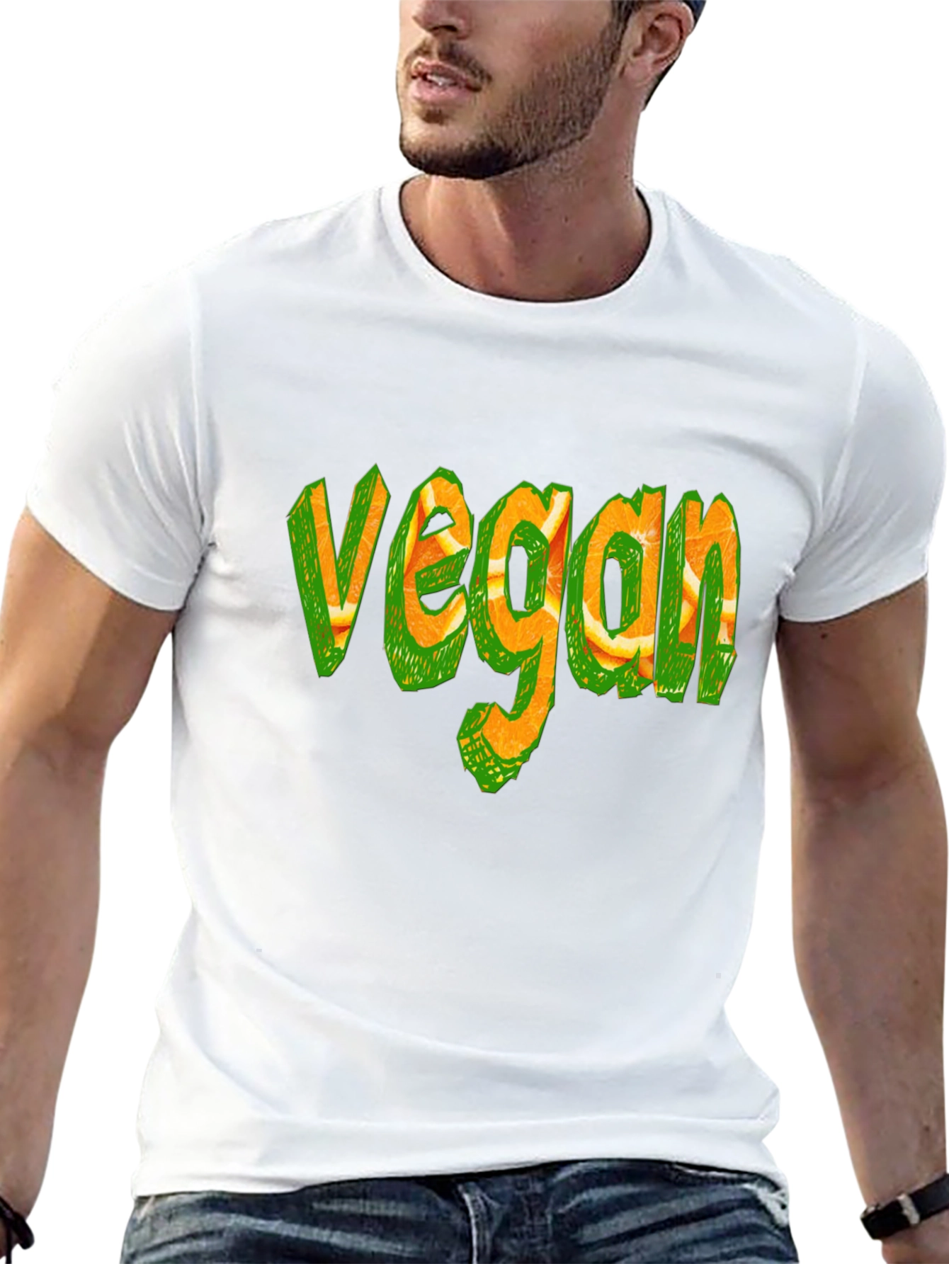 Vegan Graphic Tee - Orange Slice Design