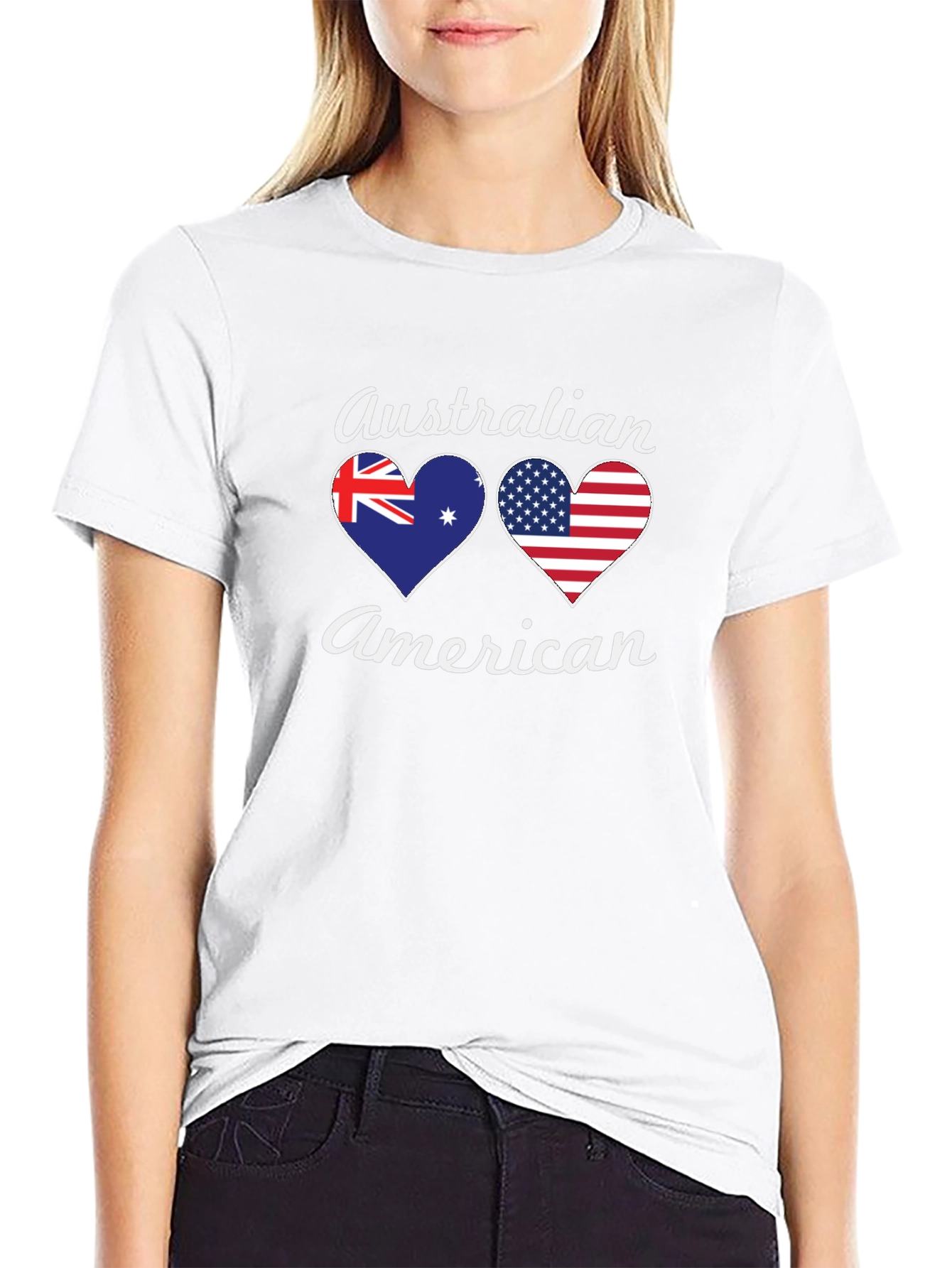 Australian American Flag Heart T-Shirt