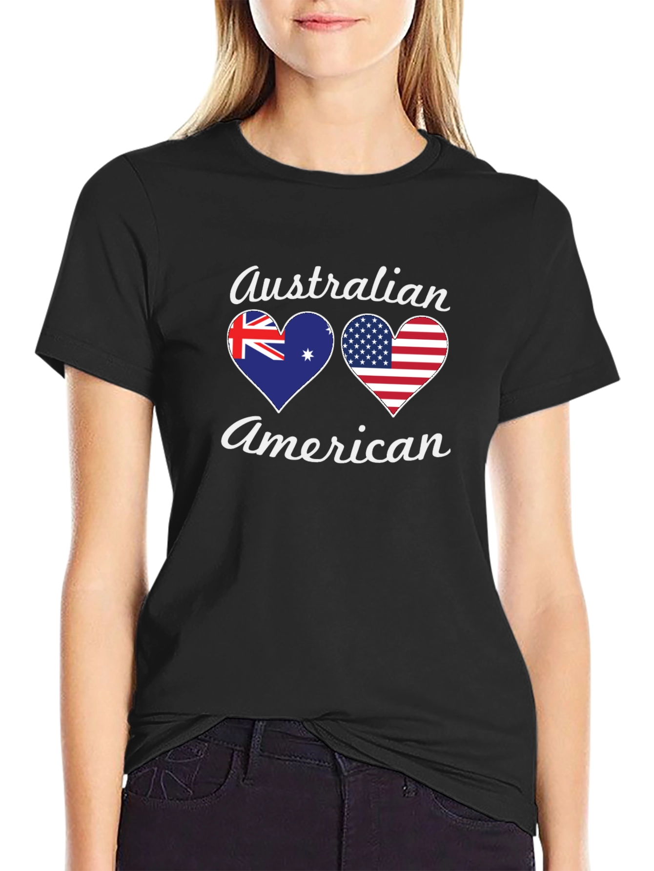 Australian American Flag Heart T-Shirt