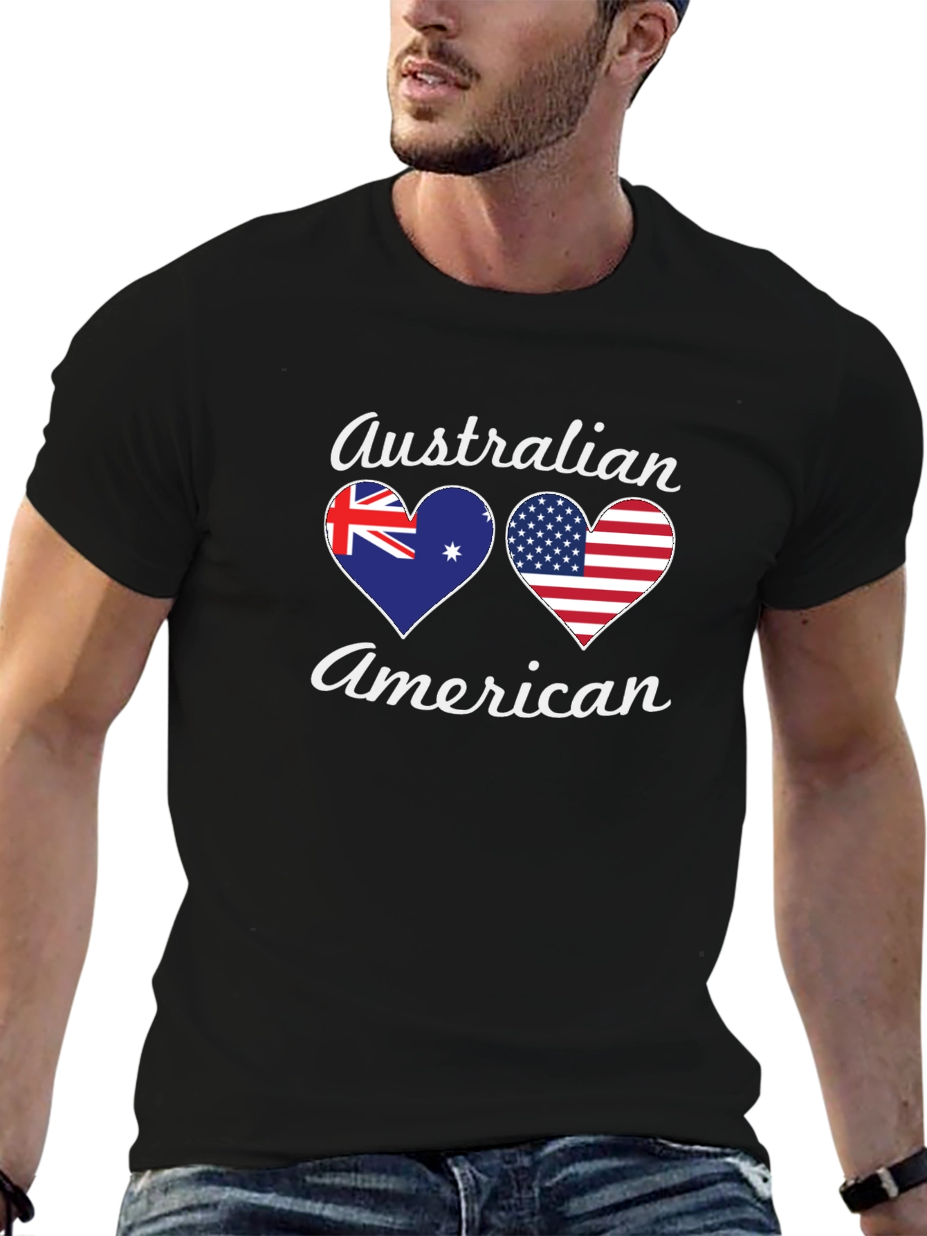 Australian American Flag Heart T-Shirt