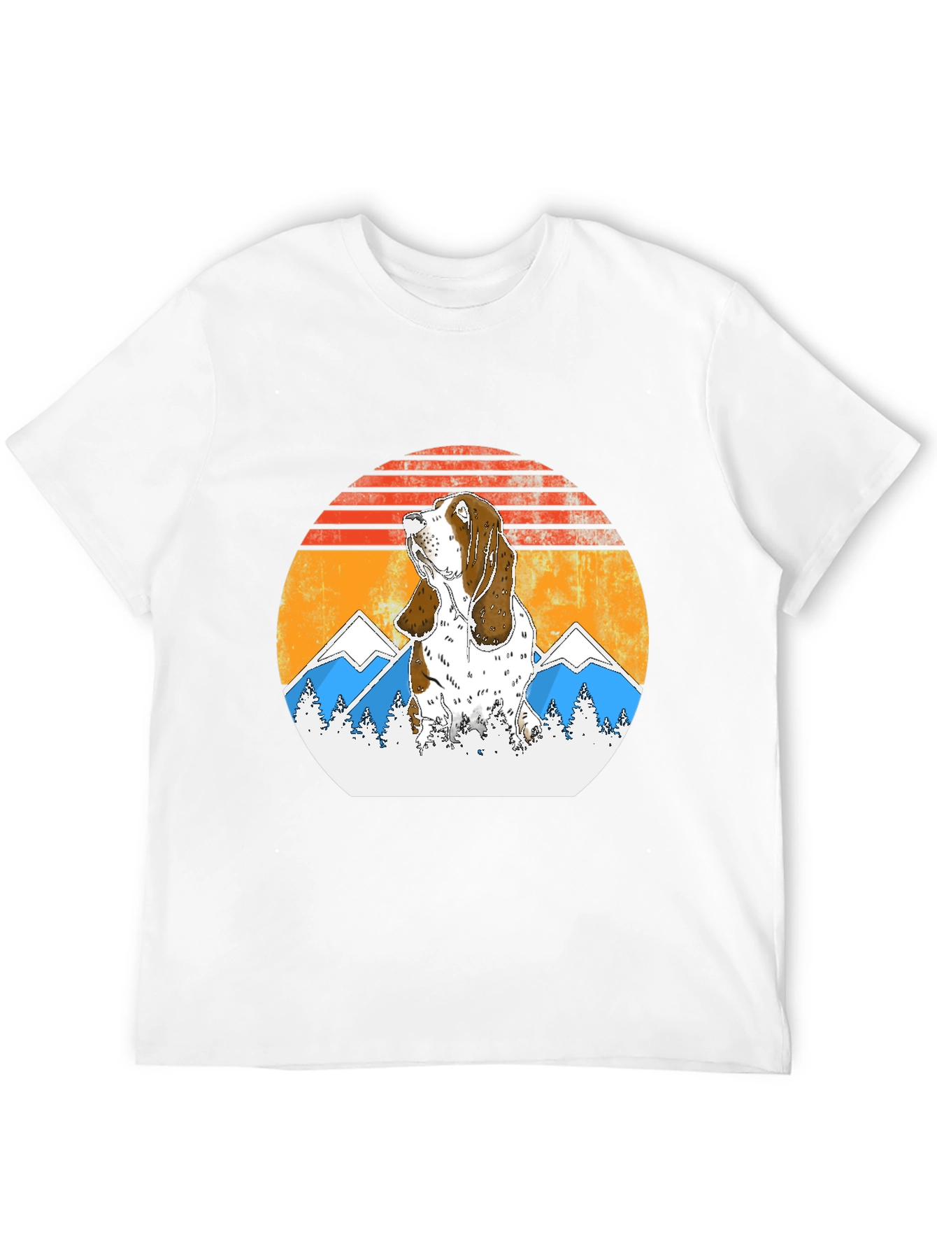 Basset Hound Mountain Sunset Graphic Tee