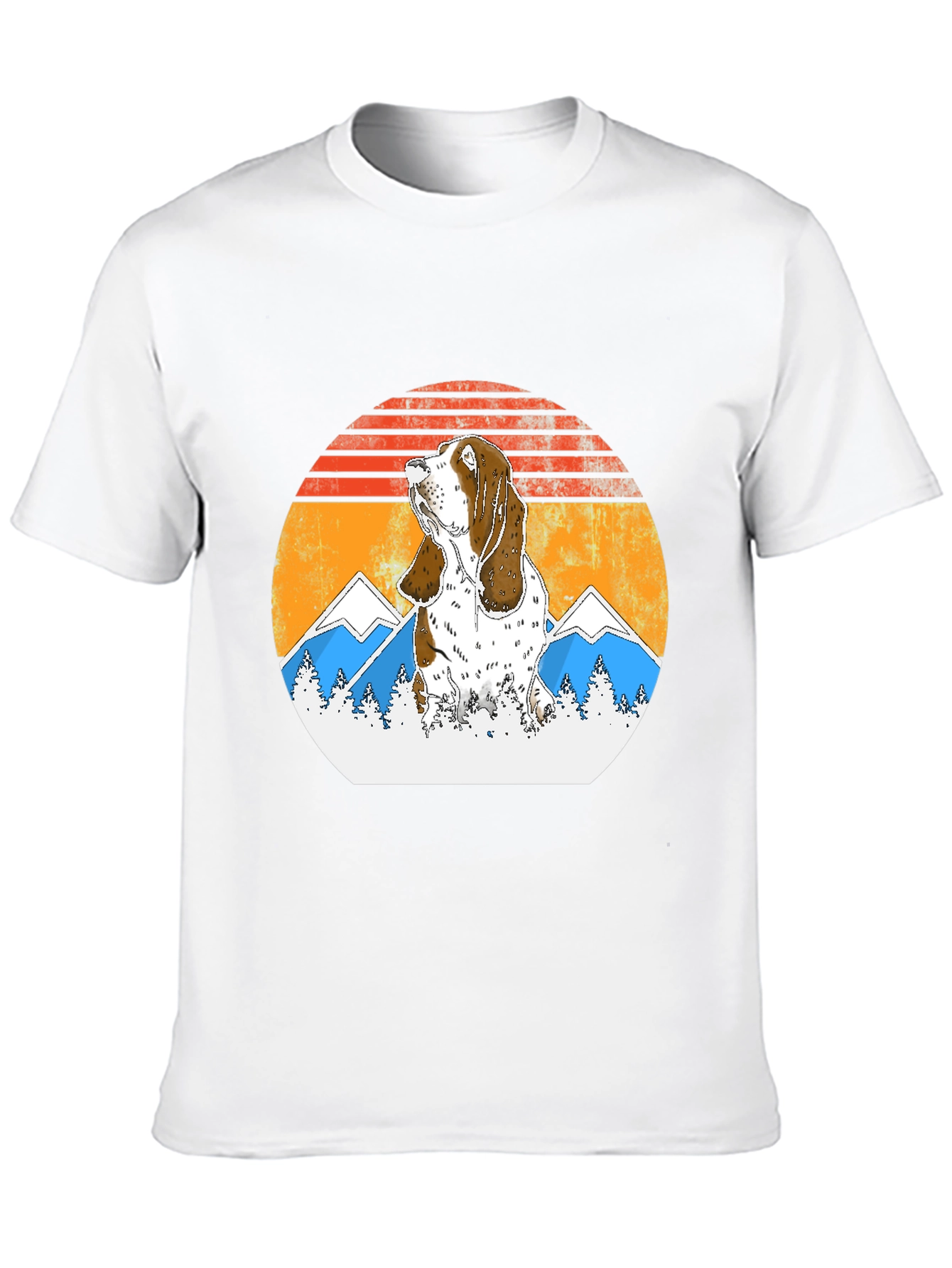 Basset Hound Mountain Sunset Graphic Tee