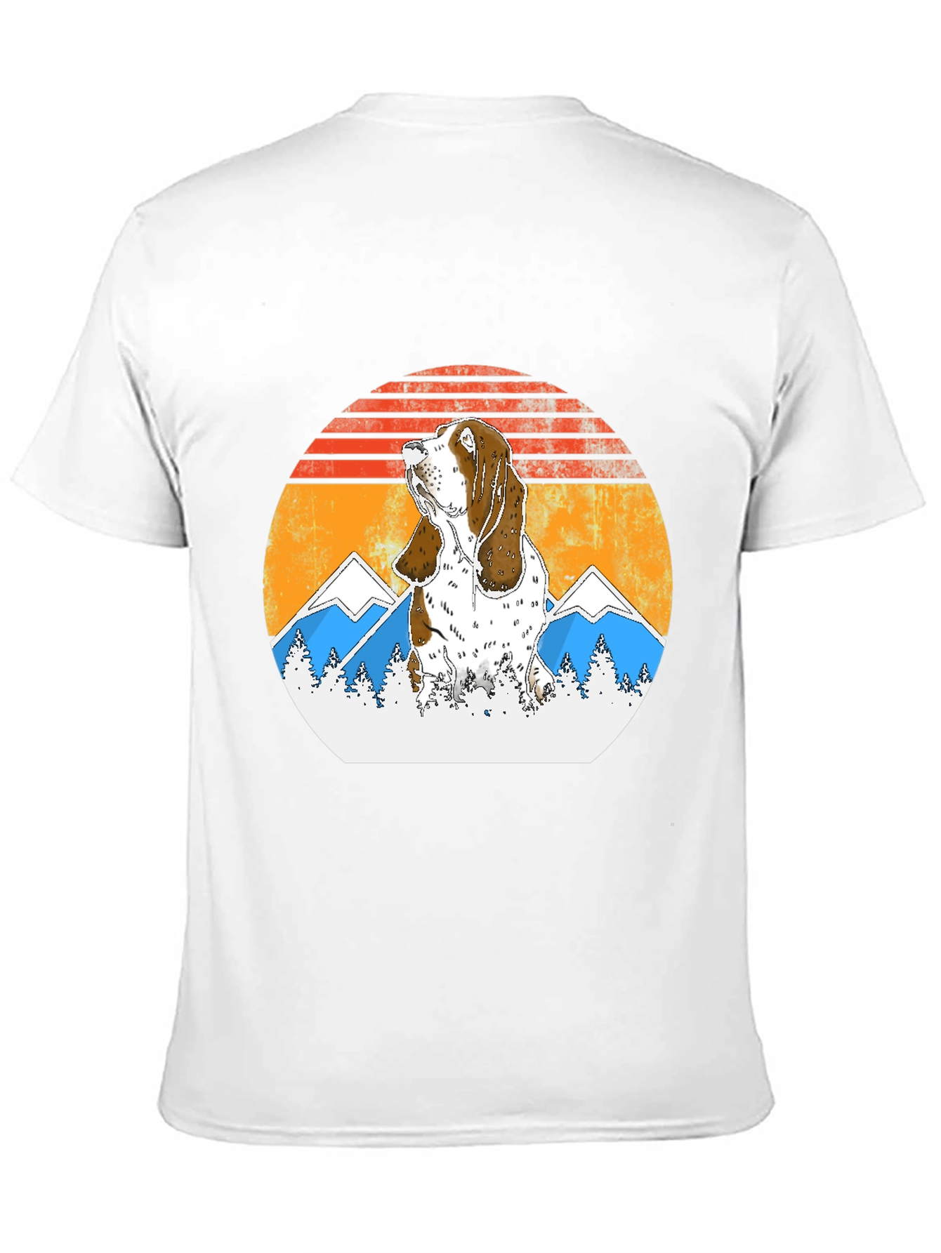 Basset Hound Mountain Sunset Graphic Tee