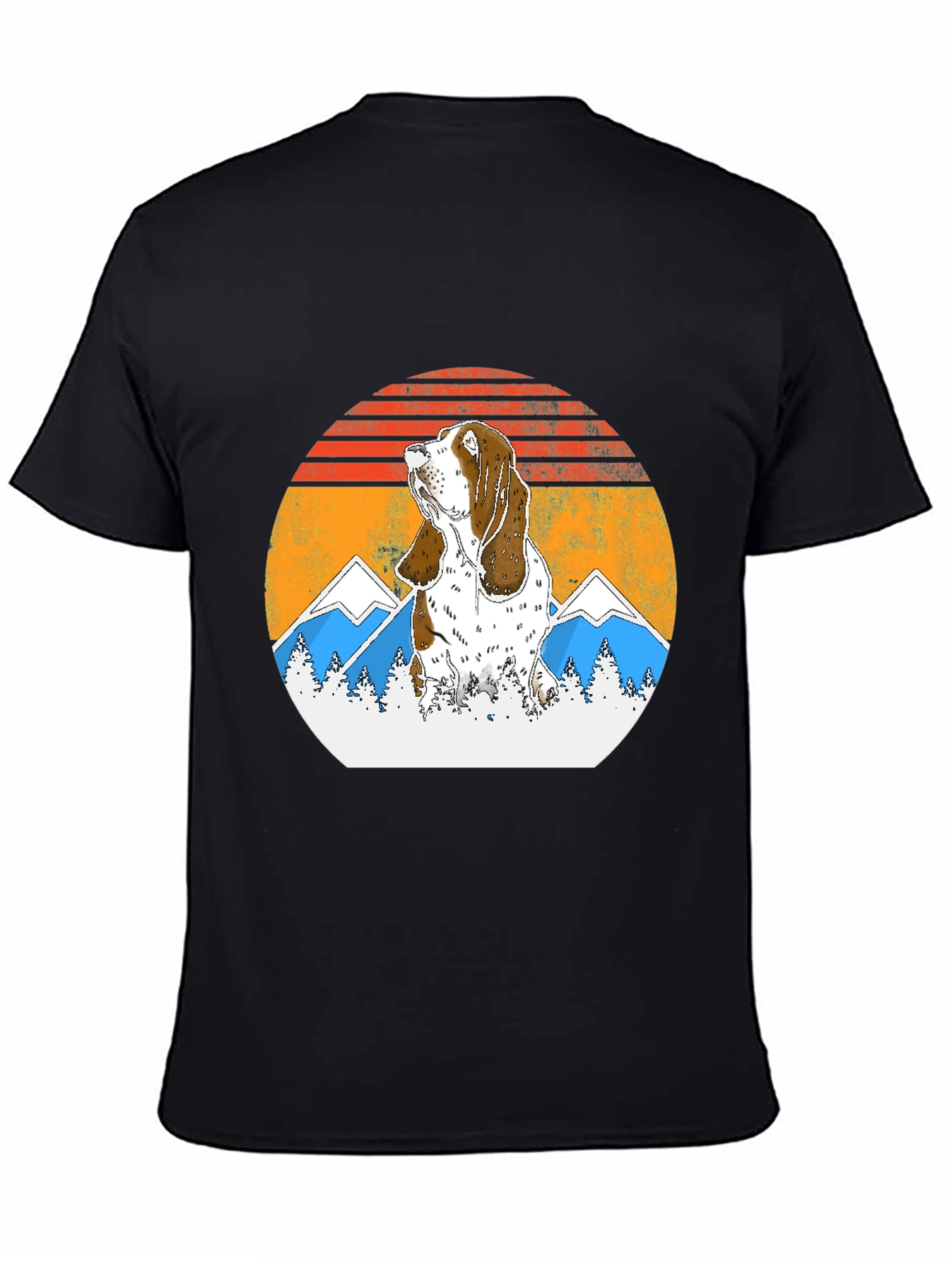Basset Hound Mountain Sunset Graphic Tee