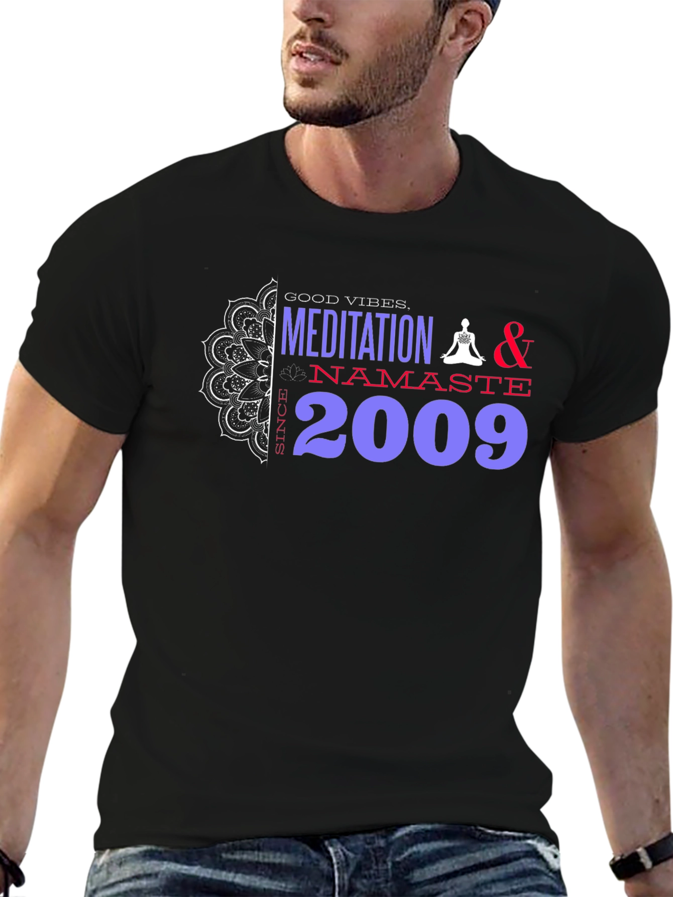 Meditation Namaste T-Shirt - Good Vibes Since 2009