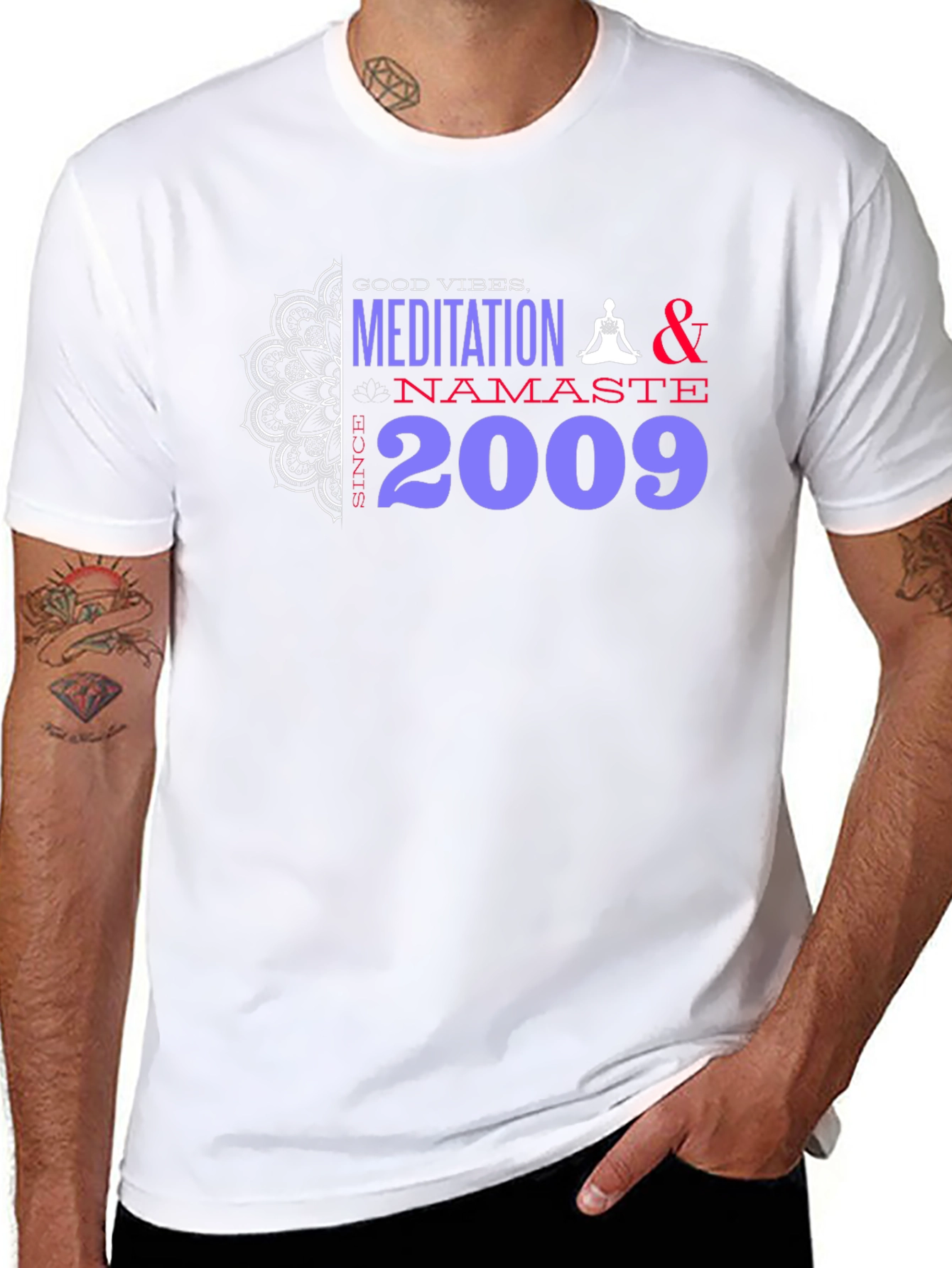 Meditation Namaste T-Shirt - Good Vibes Since 2009
