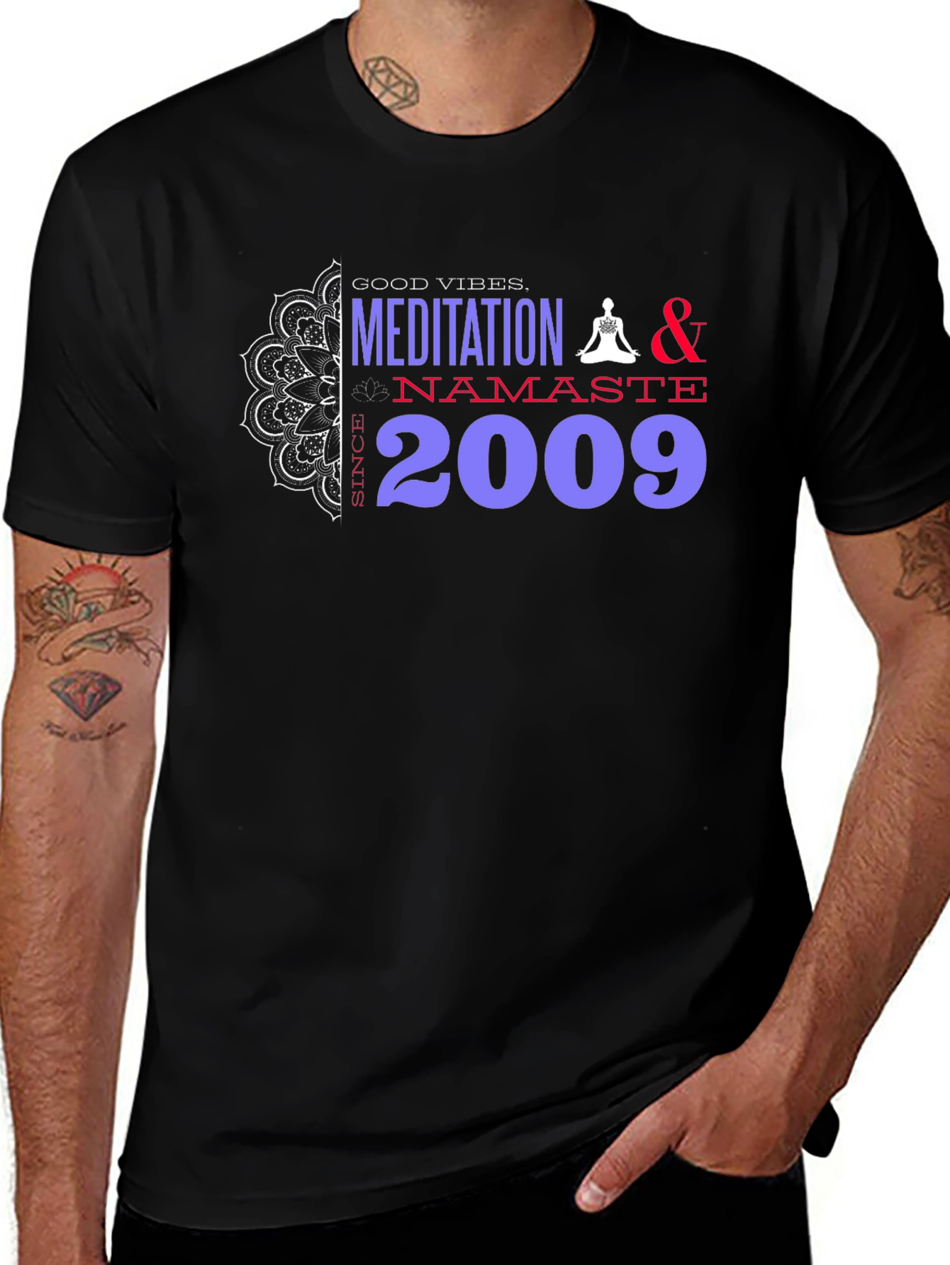 Meditation Namaste T-Shirt - Good Vibes Since 2009