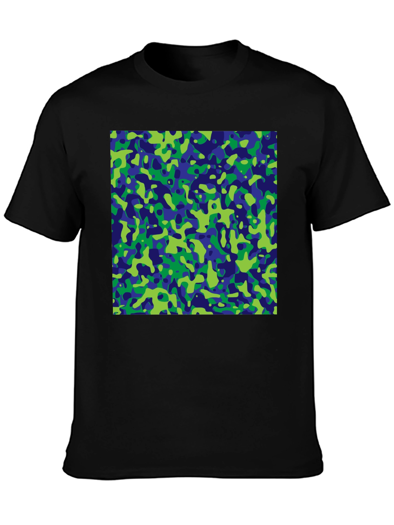 Abstract Camo Print Black T-Shirt