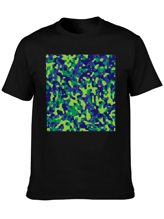 Abstract Camo Print Black T-Shirt