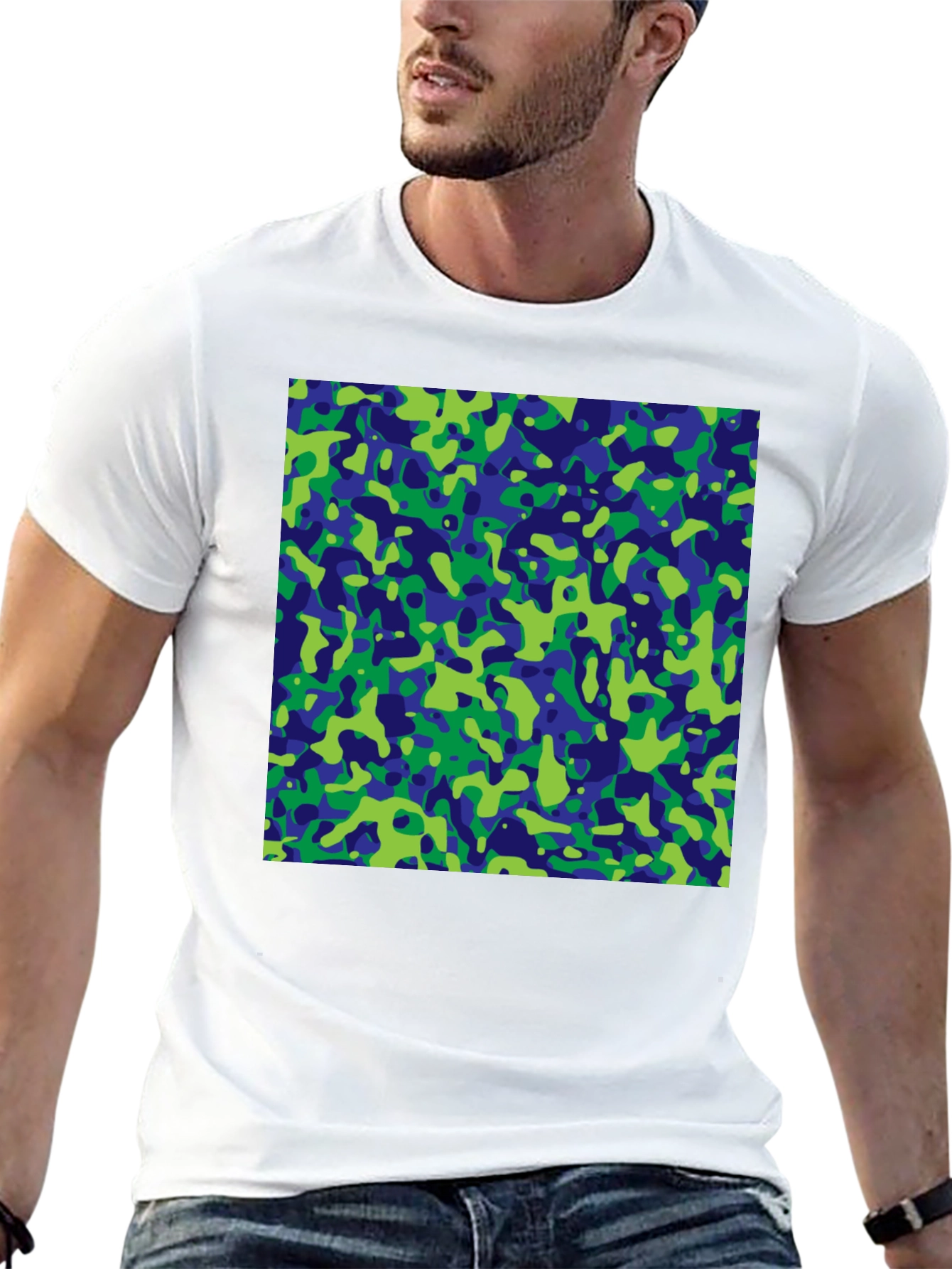 Abstract Camo Print Black T-Shirt