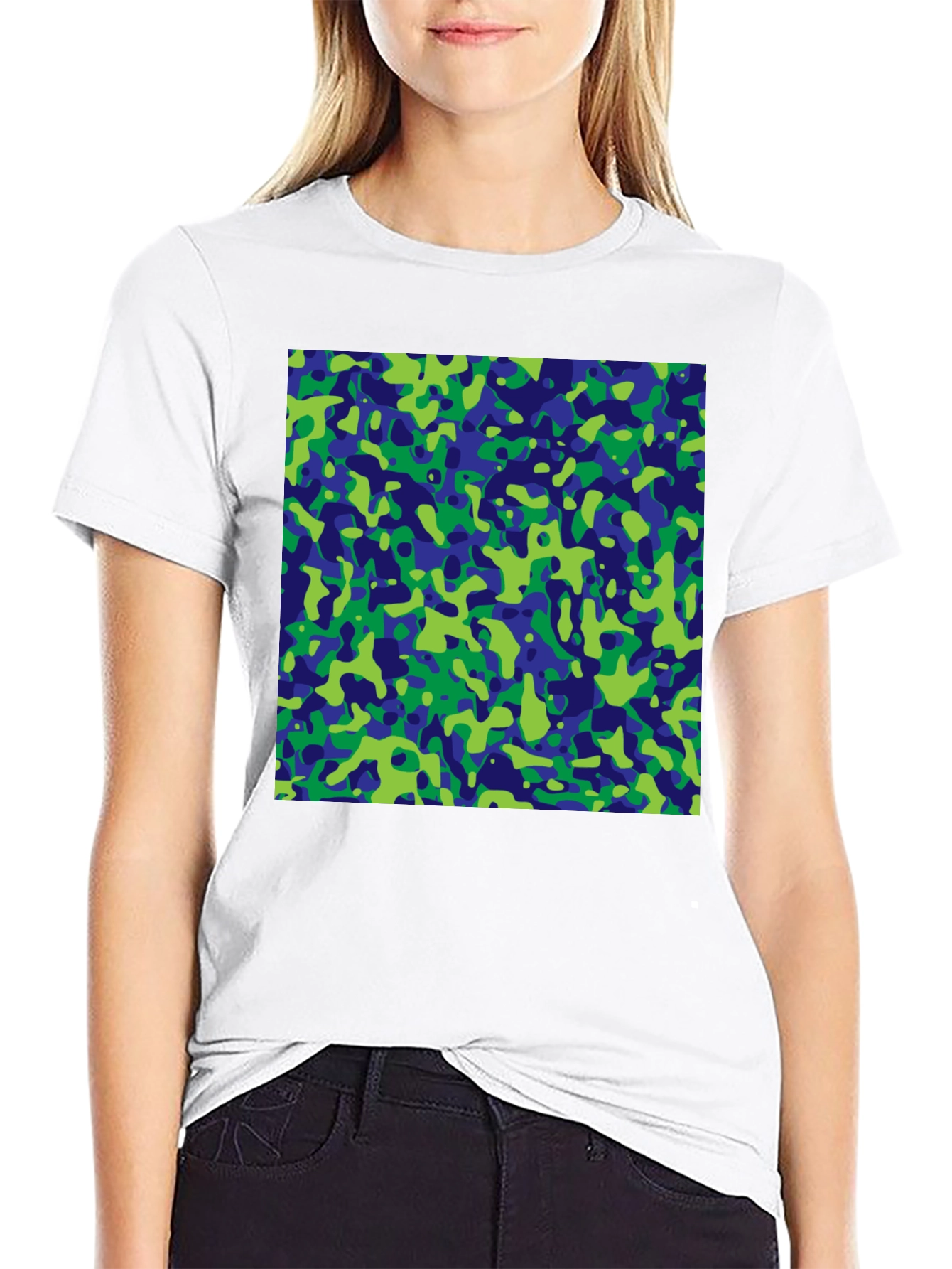 Abstract Camo Print Black T-Shirt