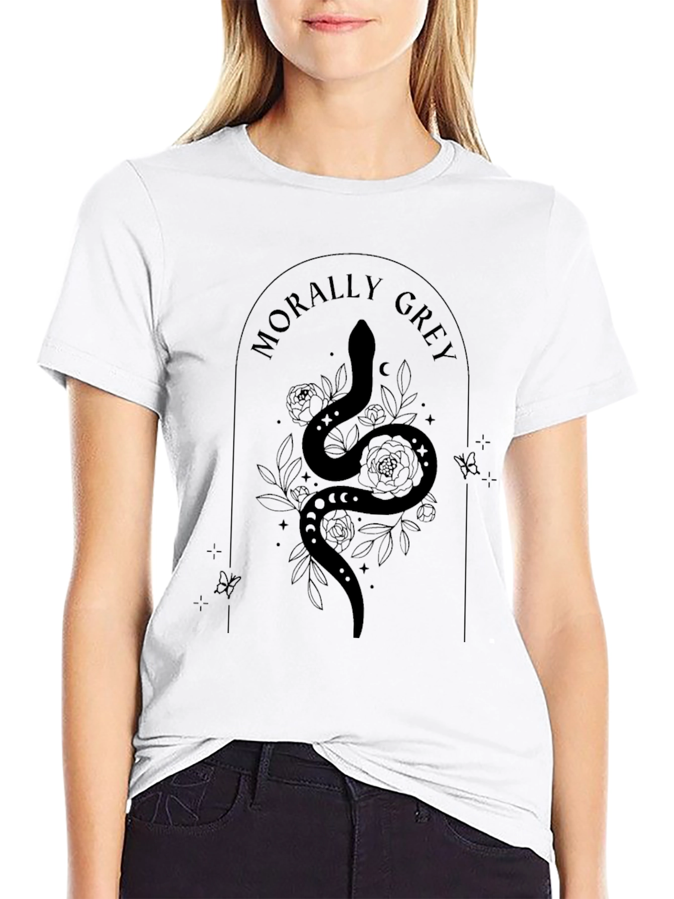 Morally Grey Snake Graphic Tee - Black