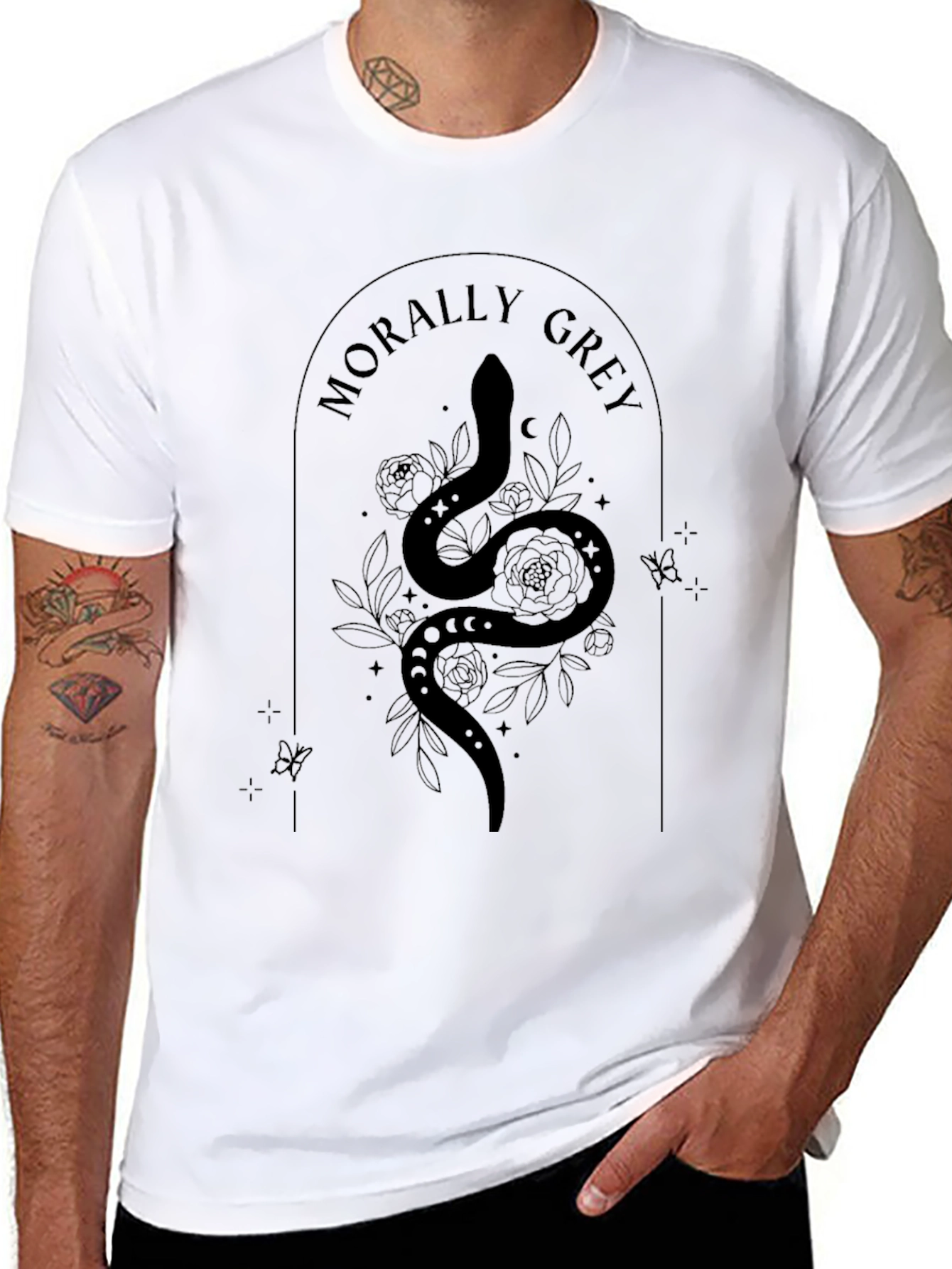Morally Grey Snake Graphic Tee - Black
