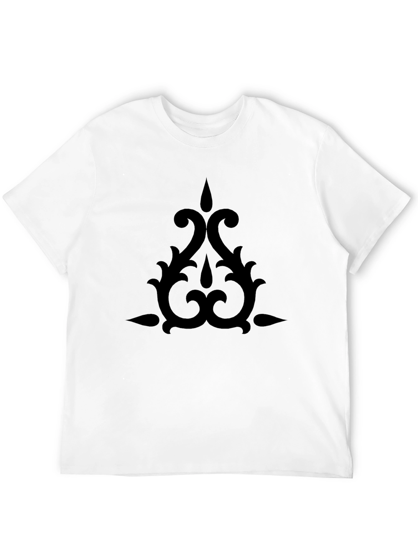 Stylish Black T-Shirt with Ornamental Design