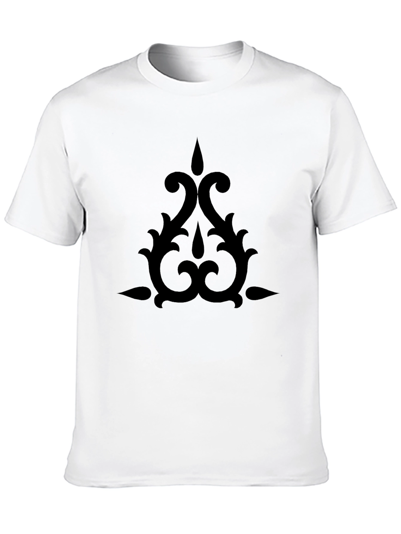 Stylish Black T-Shirt with Ornamental Design